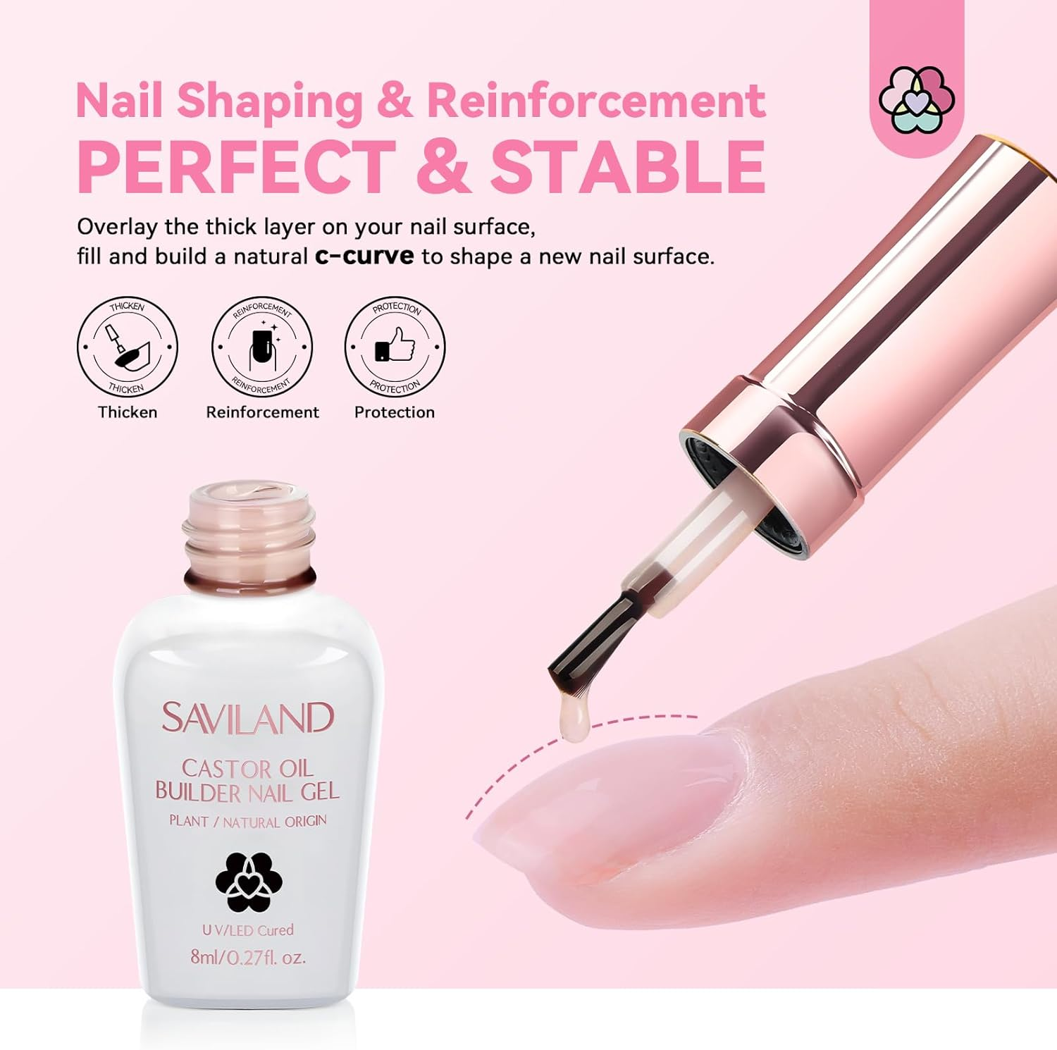 Saviland Builder Nail Gel Set: 12 Colors Castor Oil Gel Builder in a Bottle Vitamin E Hard Gel for Nails Extension Strengthener Gel Kit as Gifts for Women Home DIY Salon Nail Care Repair image number 4