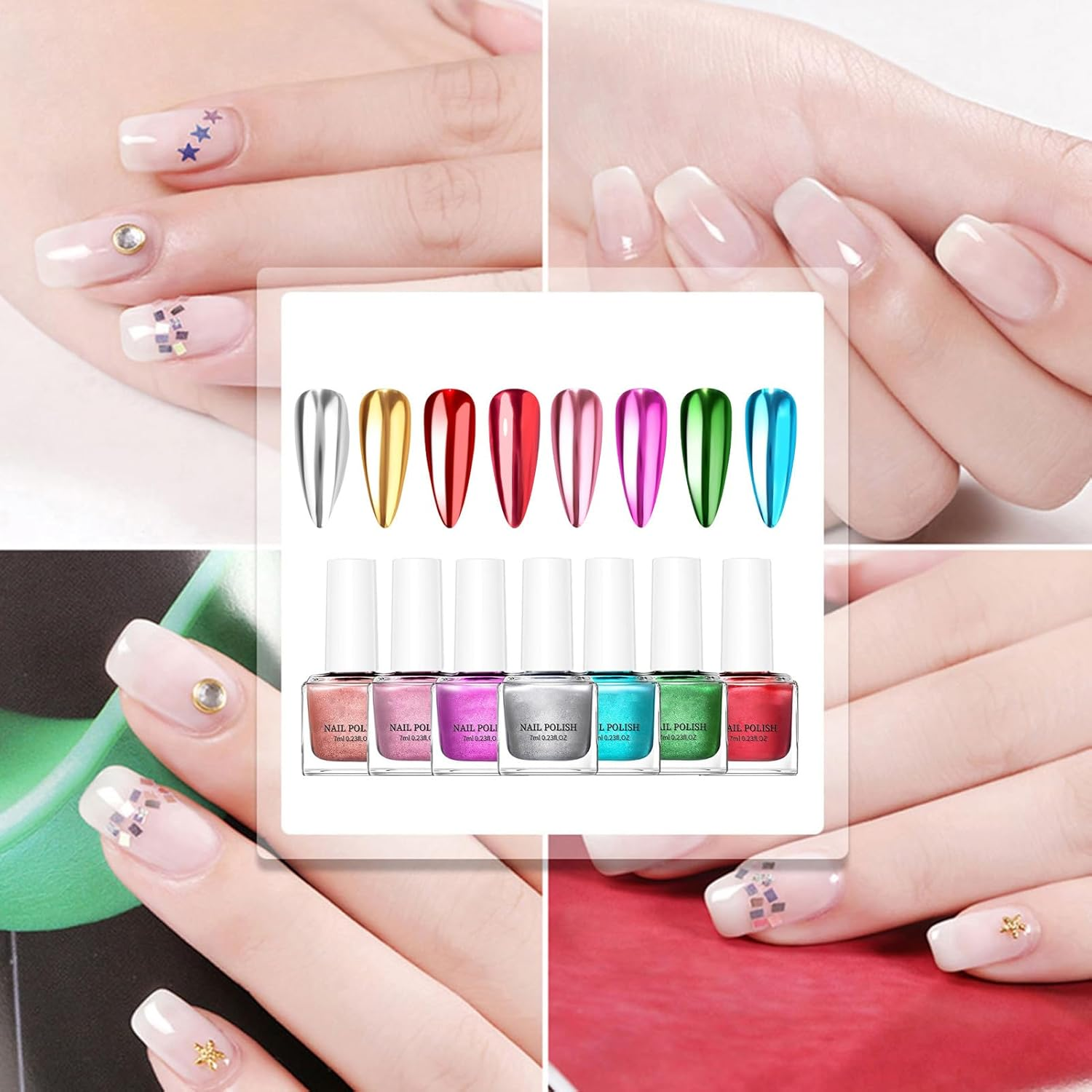 Mirror Nail Polish &ndash; Radiant Chrome Shade Set, Fast-Setting Liquid Glaze, Ultra-Reflective Style Accent, Color-Intense Fingertip Lacquer | for Manicure Creations Fashion Gatherings Festive Evenings Tr image number 5