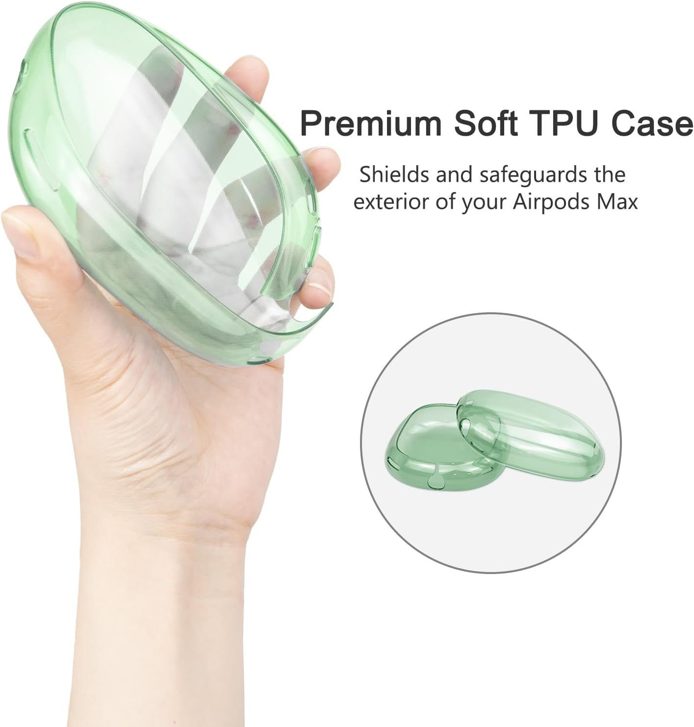 SOULWIT Protective Kit for Airpods Max, Headband Cover + TPU Case Protector + Silicone Ear Pads Cover, Sweatproof Accessory, Easily Washable, Anti-Scratch (Green)