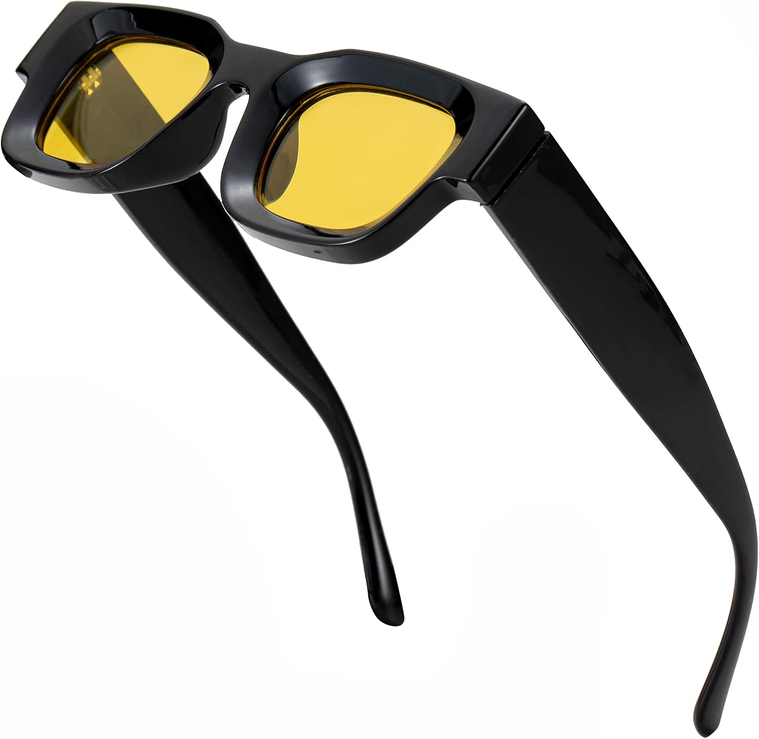 Teumire Retro Rectangle Polarized Sunglasses for Small Face Women Men Chunky Square Thick Frame Glasses UV400 Protection