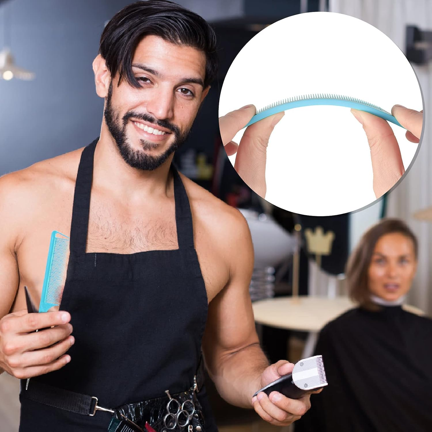 Rat Tail Comb for Hair Stylist: 5Pcs Parting Comb for Braids, Metal Long Steel Pin Rat Tail Teasing Combs, Professional Hair Salon Quality,Combs for Women (F Style) image number 1