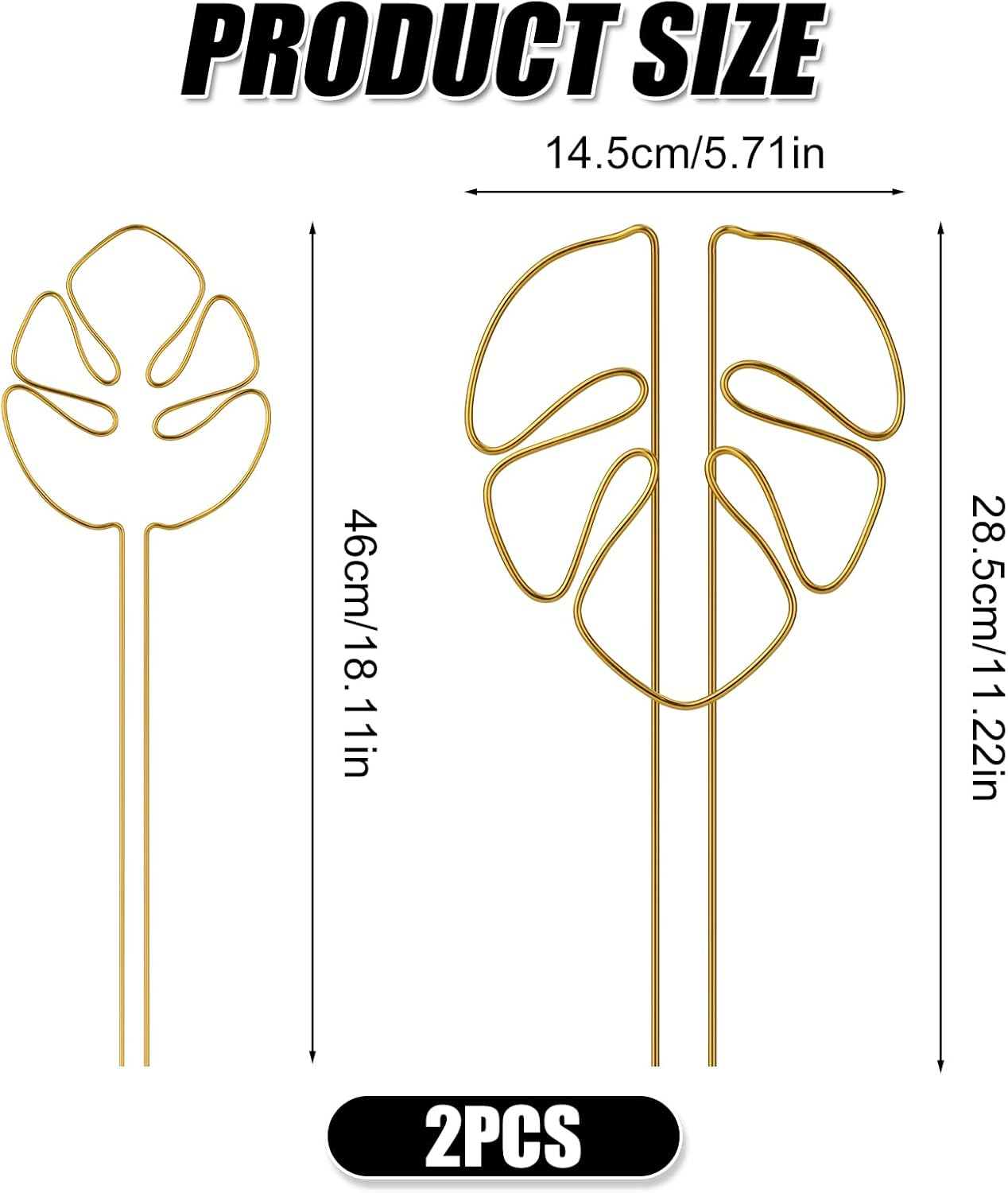 2Pcs Monstera Stand, Golden Stems Stands for Indoor Climbing Plants Reusable Plant Support for Indoor and Outdoor Plants