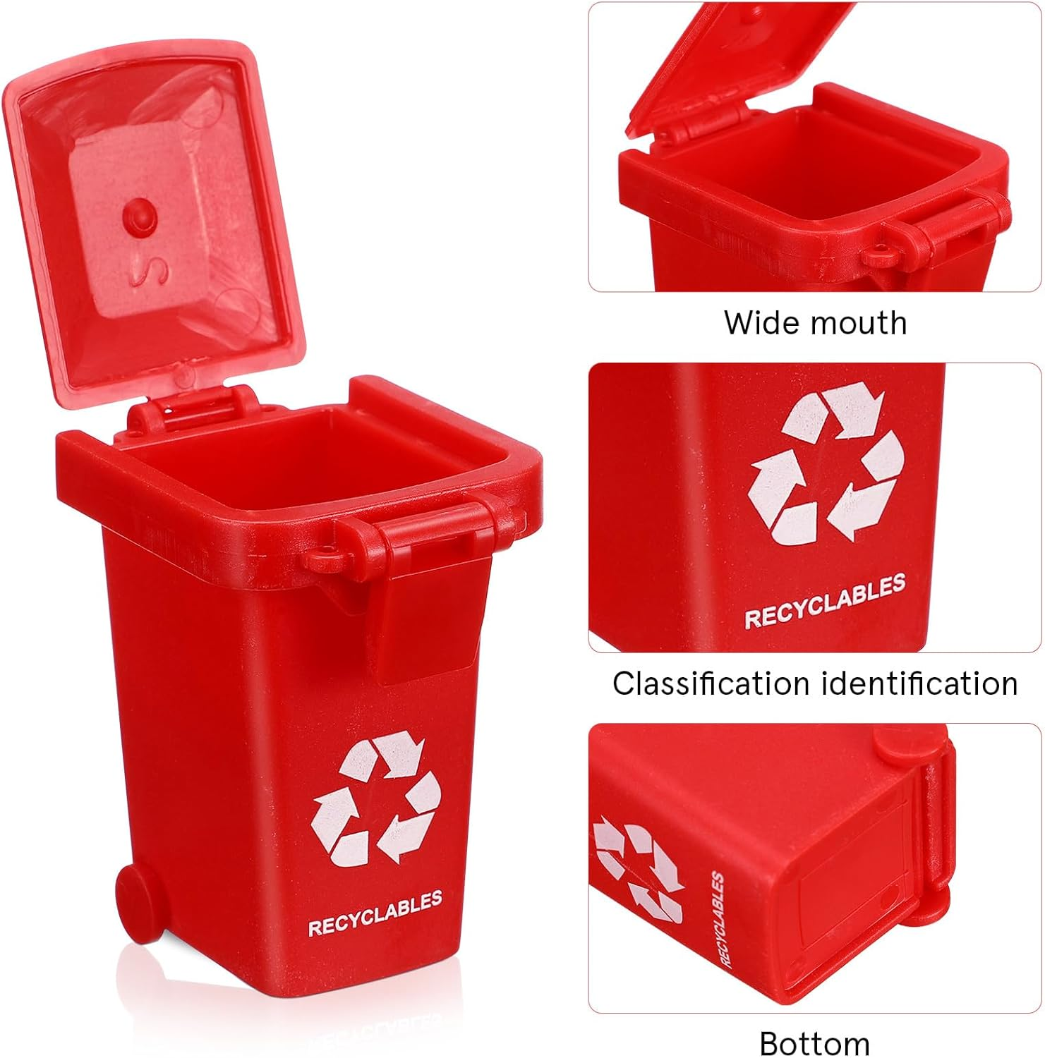 Abaodam 4Pcs Mini Trash Can Mini Desk Trash Can Tiny Curbside Garbage Bin Miniature Garbage Cans with Lid Small Garbage Bin Model for Kids Toddlers Toys image number 2