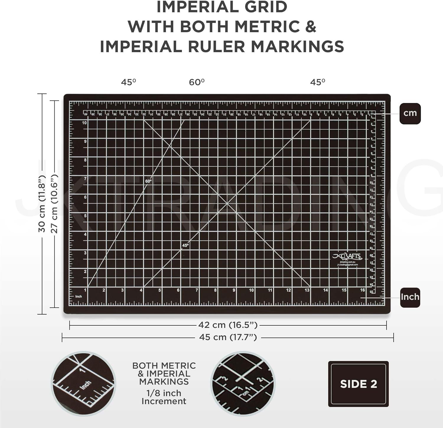 Jkcrafts Self-Healing Cutting Mat A3 Brown Coffee - Craft, Sewing, Quilting, Dressmakers Board - Rotary Mat image number 2