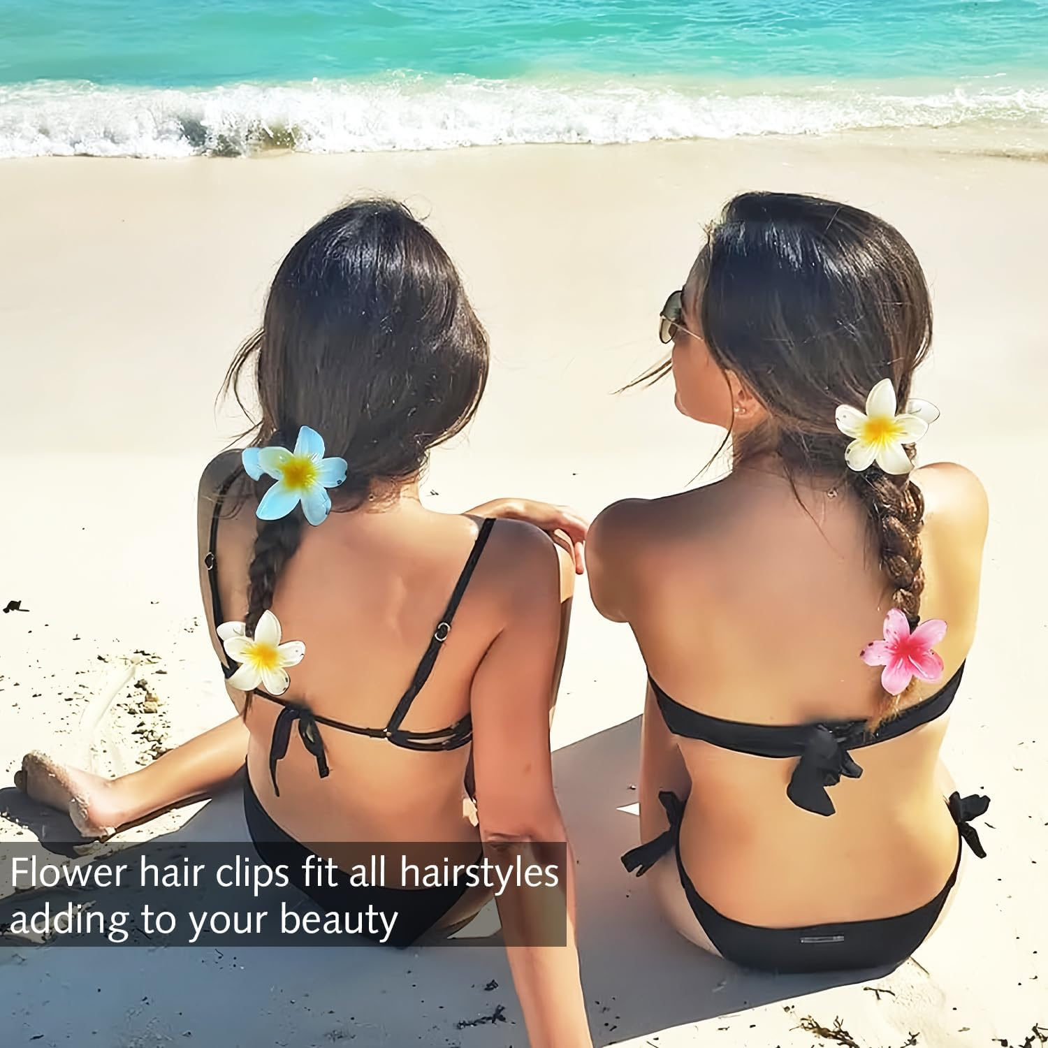 6 Colored Flower Hair Clips, Large Hawaiian Flower Barrette, Cute Hair Clips, Flower Hair Clip for Thick/Thin Hair, Gift Hair Accessories for Women image number 6