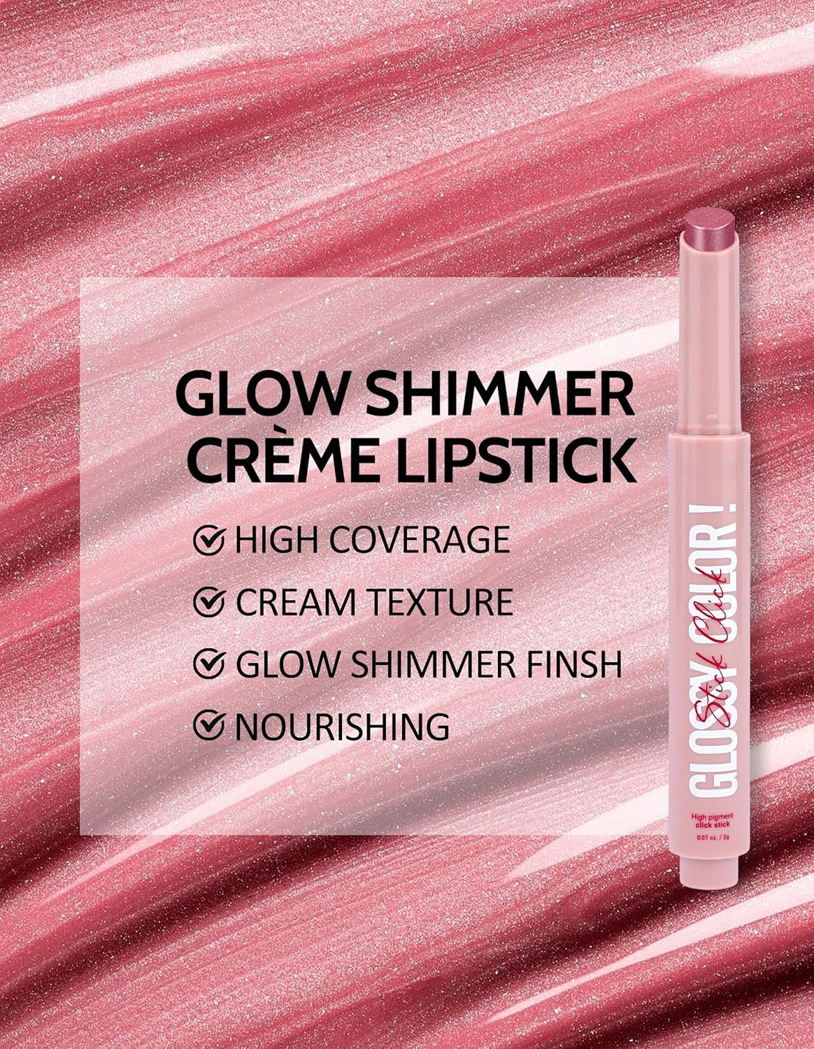 Erinde Glitter Lipstick & Lip Balm 2 in 1, Shimmer Lip Gloss, Moisturising Lipstick, Nourishing Lips Makeup Stick #07 image number 6