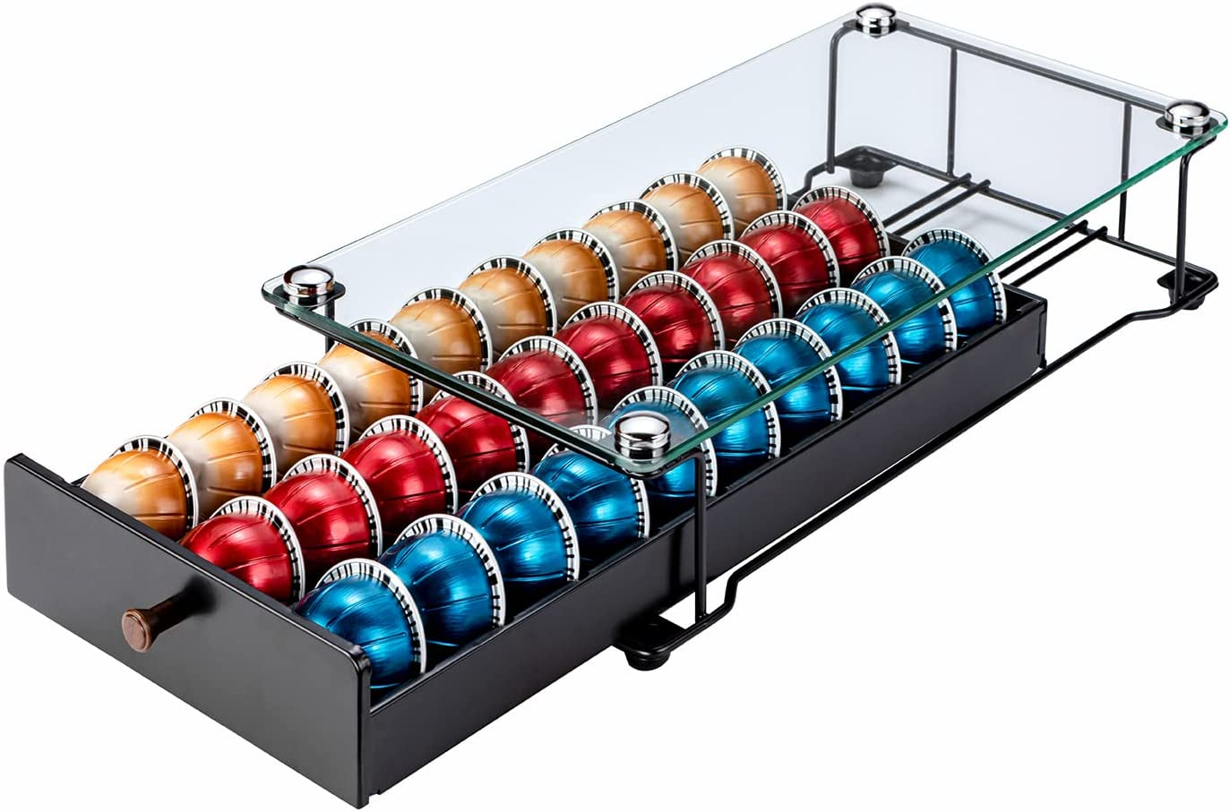 Rice Rat Vertuo Capsule Holder Drawer for Nespresso with Glass (Class-30 Pods) image number 6