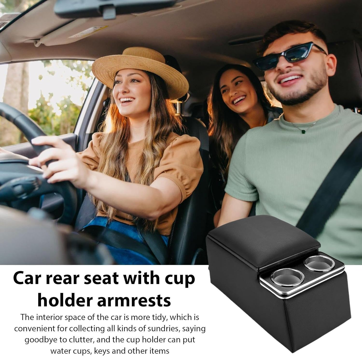 Car Center Console Organizer, Backseat Armrest Storage Box, Rear Bench Seat Organizer, Vehicle Backseat Armrest Storage Box, Maximize Interior Storage Center Console Box For image number 1