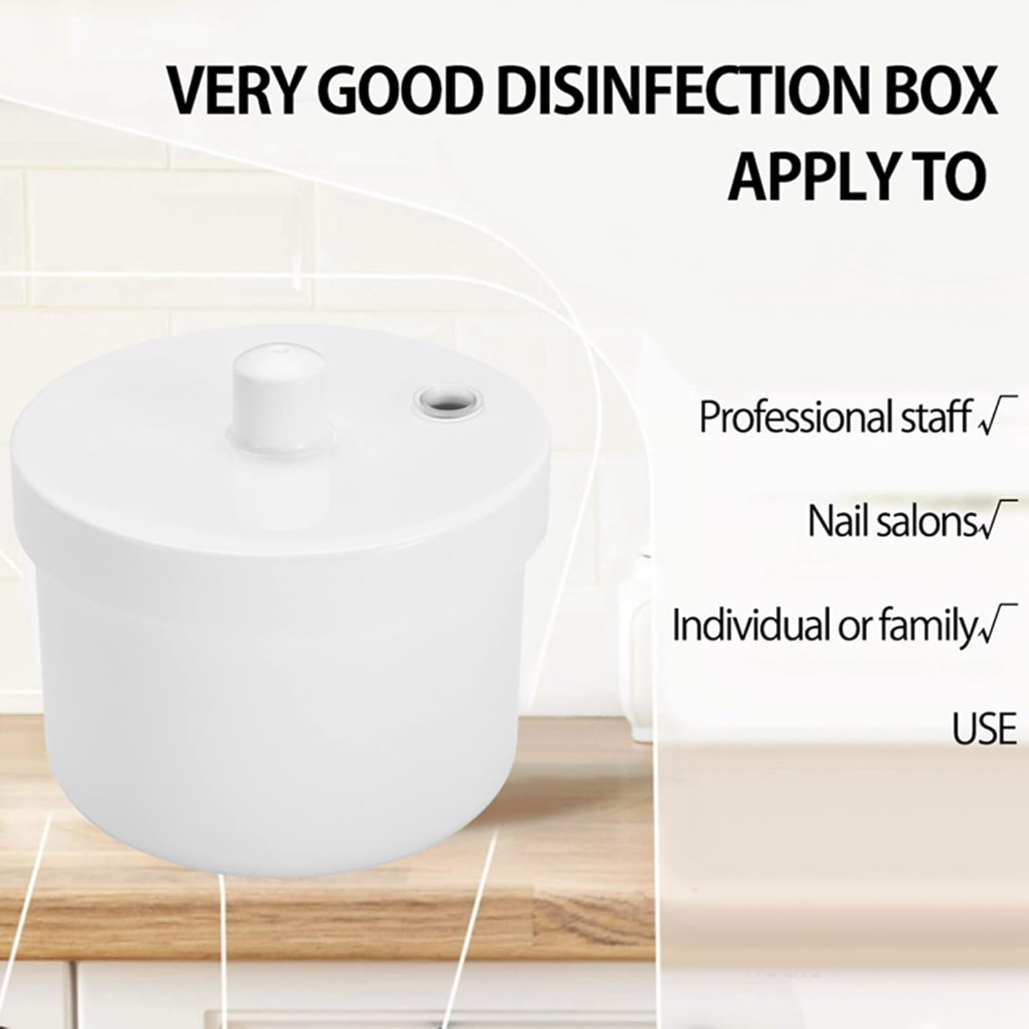 NSXAYIWE round Disinfectant Box, Durable Plastic Steriliser Pot, Practical Removable Tray and Self-Draining Basket Design, Nail Tool Steriliser