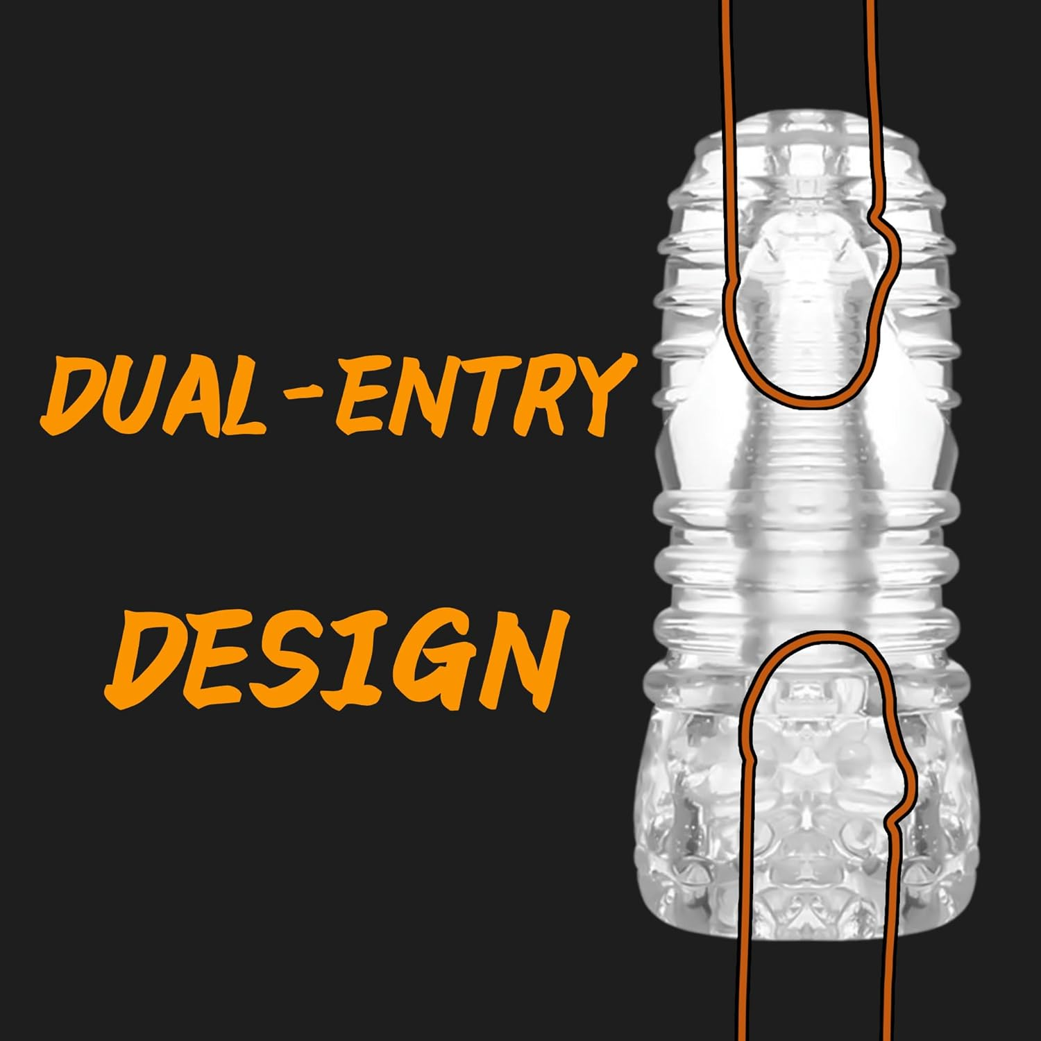 ZERKOR Transparent Male Masturbator &ndash; Manual, TPE, Dual-Ended, Soft, Realistic Textured Pussy Ass Masturbating Stroker, Masturbation Cup Sex Toy for Straight Gay Men, Blowjob and Fuck