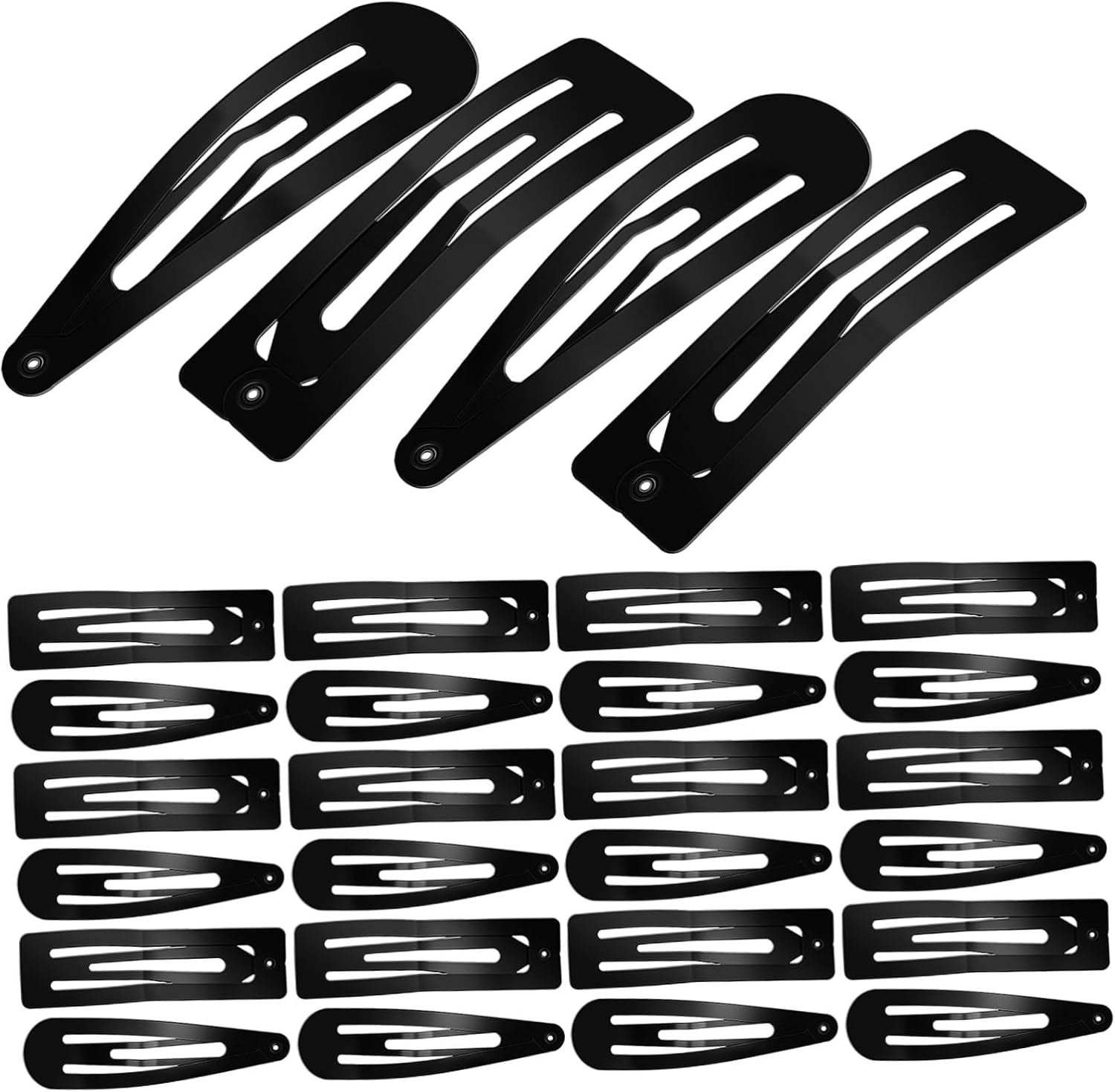 LOLIPPYY Black Snap Hair Clips Set 30Pcs Metal Hair Barrettes Large 8Cm Square Waterdrop Clips for Women image number 1