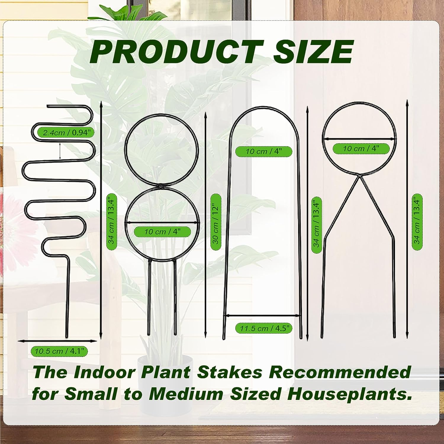 Small Trellis for Potted Plants Indoor, Black Metal Wire Stake for Climbing Plants, Unique Design for Houseplant Lover, Mini Trellis for Garden Plant Support, Hoya, Pothos, Flower(4P, Black) image number 3