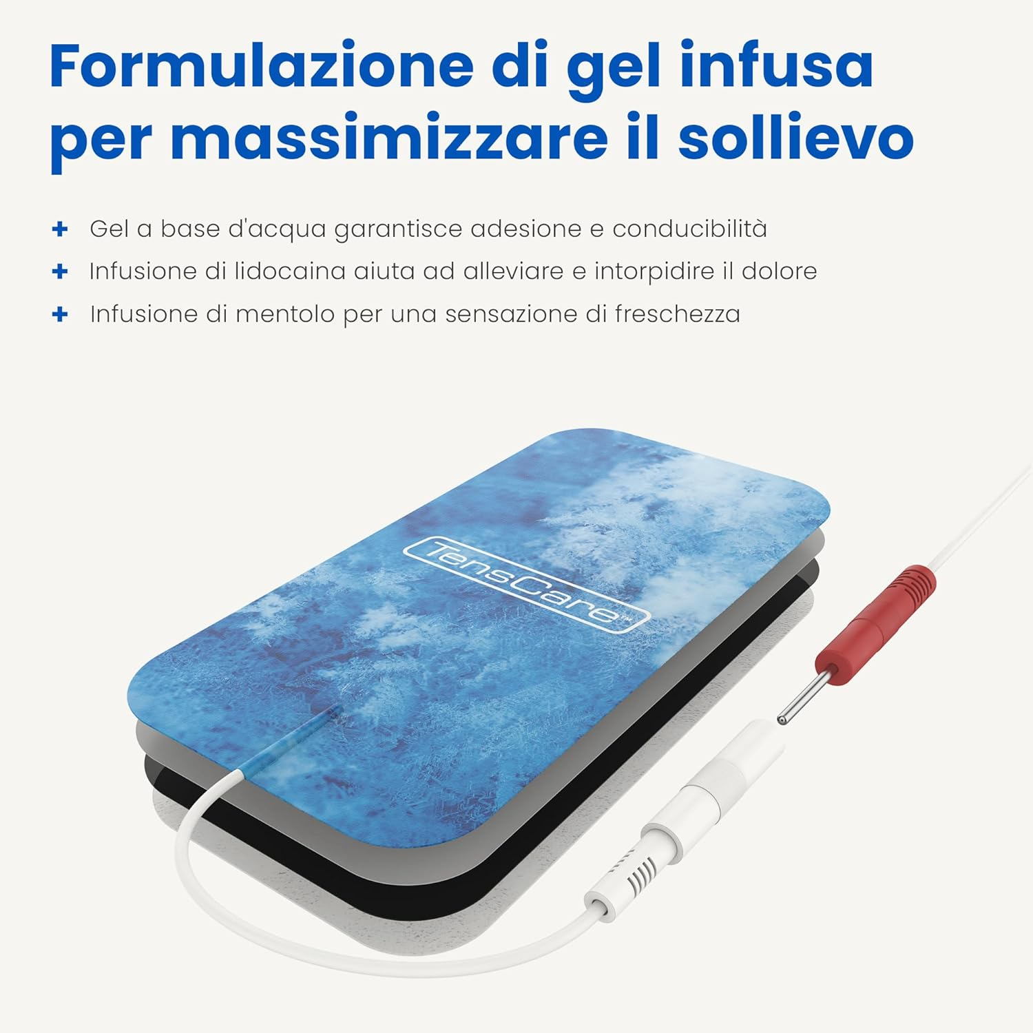 Tenscare Cool Relief Electrodes 50 X 100Mm Gel Infused by Menthol and Lidocaine for a Cooling and Soothing Effect That Maximizes Relief image number 4