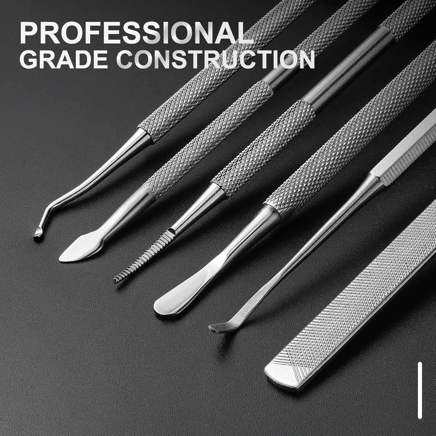 FERYES Ingrown Toenail Removal Tool Kit - 6 Piece Pedicure & Manicure Tools Set with Nail Files, Lifters, Cuticle Trimmers - Podiatrist Grade Nail Care Kit for Thick & Ingrown Nails - Silver image number 2