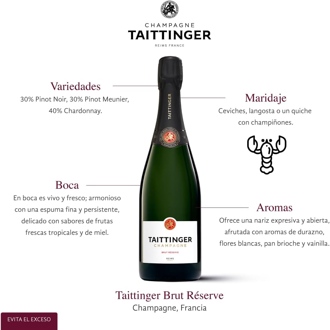 Taittinger Brut Reserve NV Champagne 750Ml image number 1