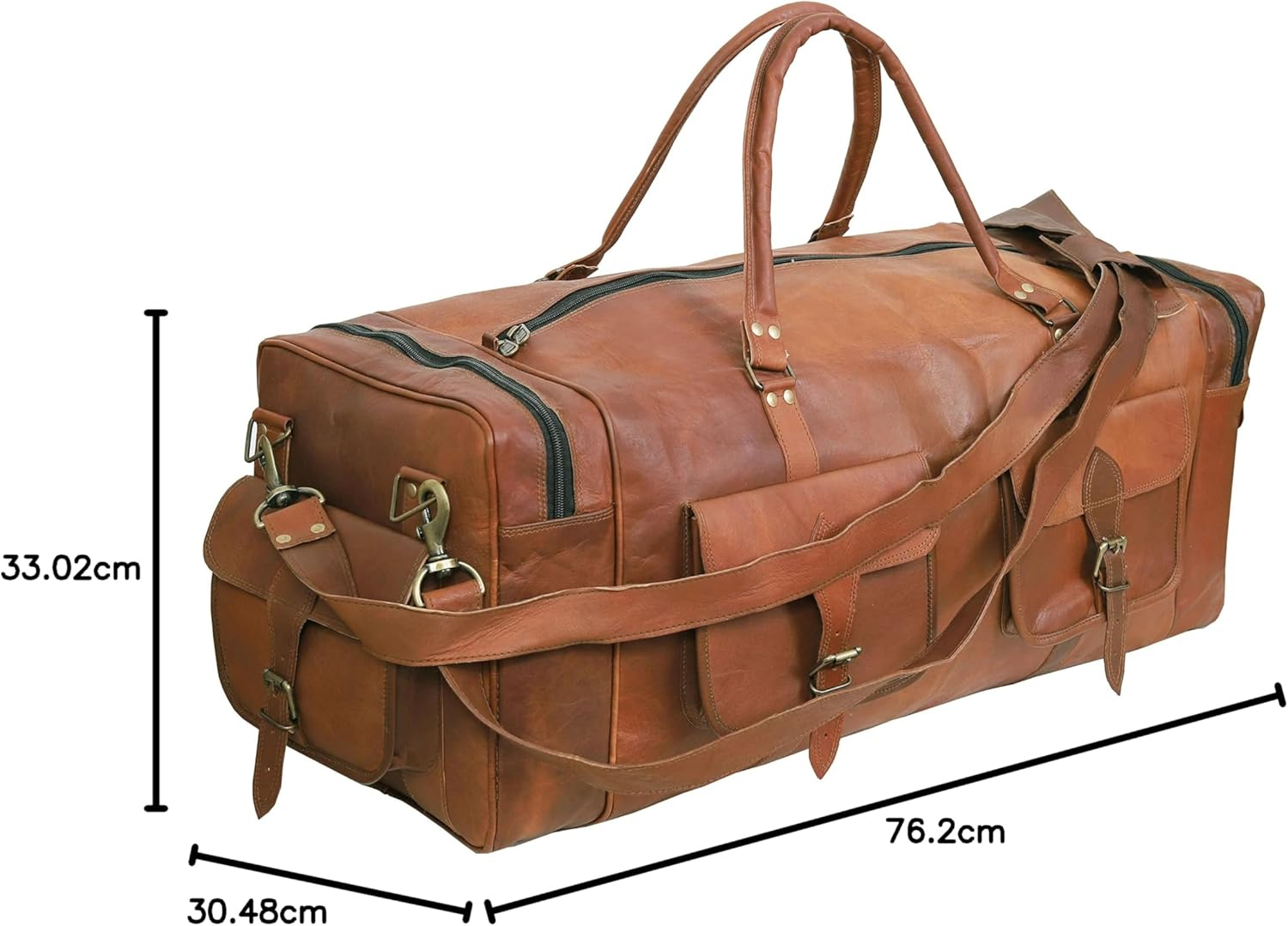 Kk'S 30 Inch Real Goat Leather Large Handmade Travel Luggage Bags in Square Big Bag Carry On