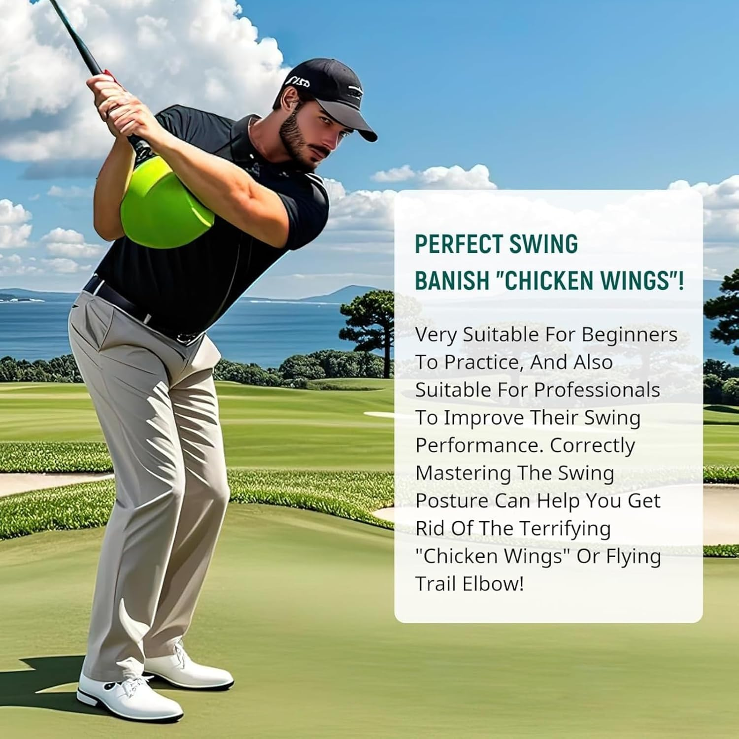 Golf Swing Training Aid - Golf Training Ball - Unique Alignment Rod Head - Helps Train Proper Swing Mechanics, Arm Structure, Sure Set, and Alignment image number 3