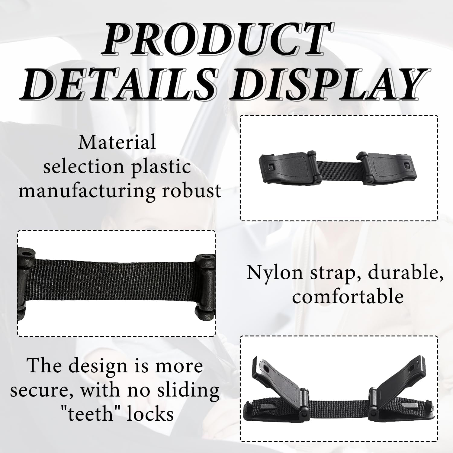 Secure 2Pcs anti Escape Car Seat Strap Set - Child Safety Harness Chest Clips for Enhanced Protection in Vehicles | Universal Fit | Durable & Reliable | Easy Installation & Adjustment image number 3