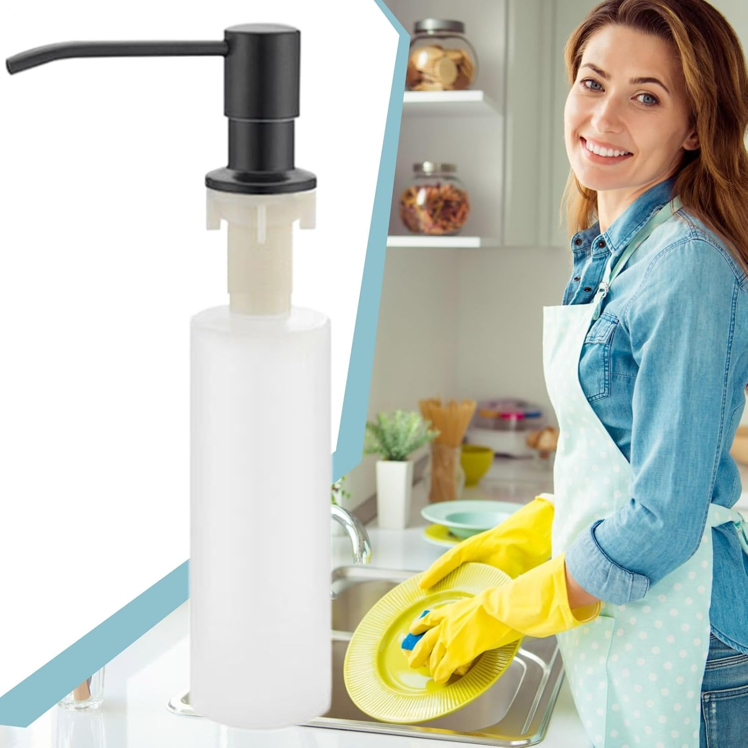 Sink Soap Dispenser,Built in Soap Dispenser for Kitchen Sink - Foam Pump Stainless Steel Decorative Dish Cleaner Holder for Hand Lotion Restroom Bathroom Counter Top image number 5