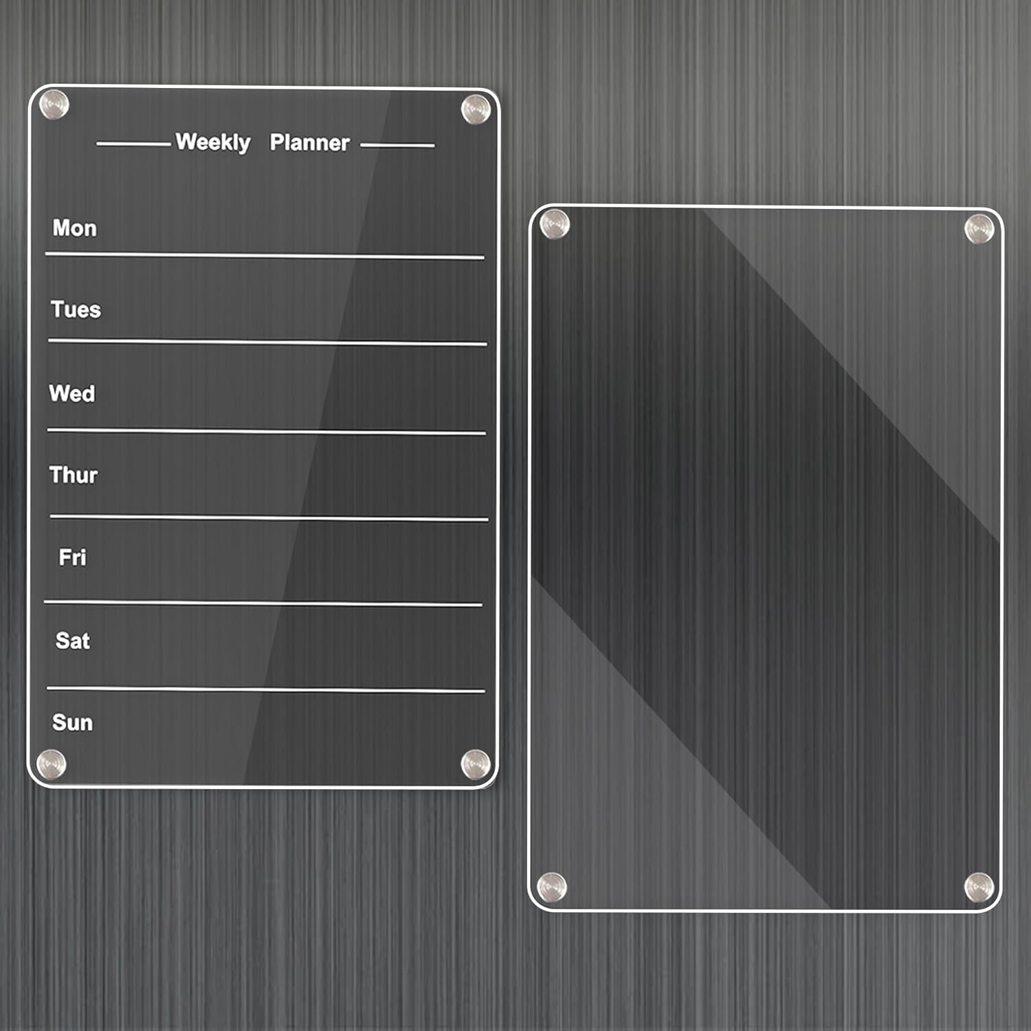 JUNART Acrylic Magnetic Fridge Calendar for Efficient Life Planning, Reusable Planner Includes 6 Markers,4 Magnetic Holders