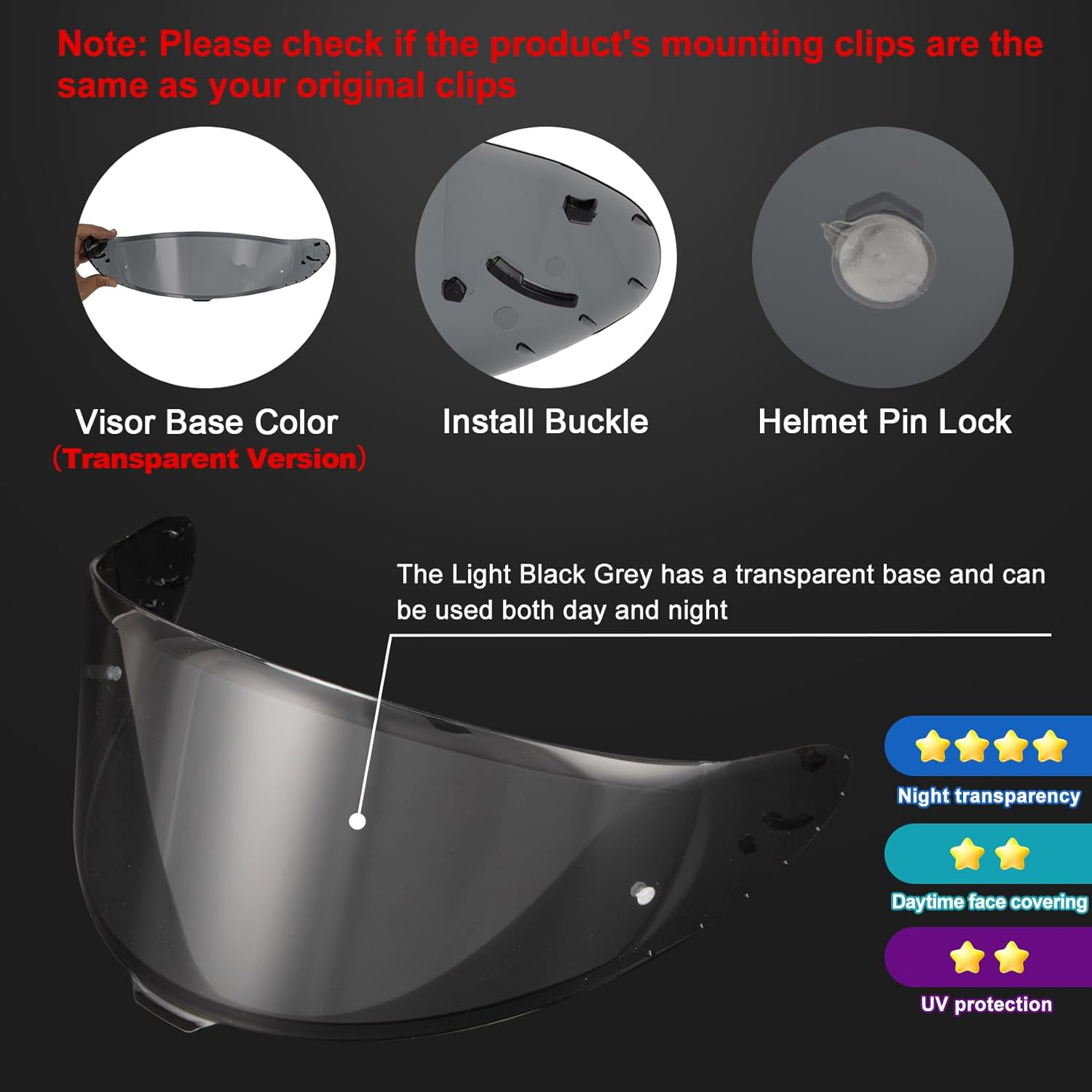 PSLER Helmet Visor for Shoei NXR2 Z8 RF-1400 CWR-F2 CWR-F2R X-Fifteen X15 X-SPR Pro Mirrored Helmet Visor Tinted Visor Motorcycle Helmet Accessories Replacement (Light Black) image number 1