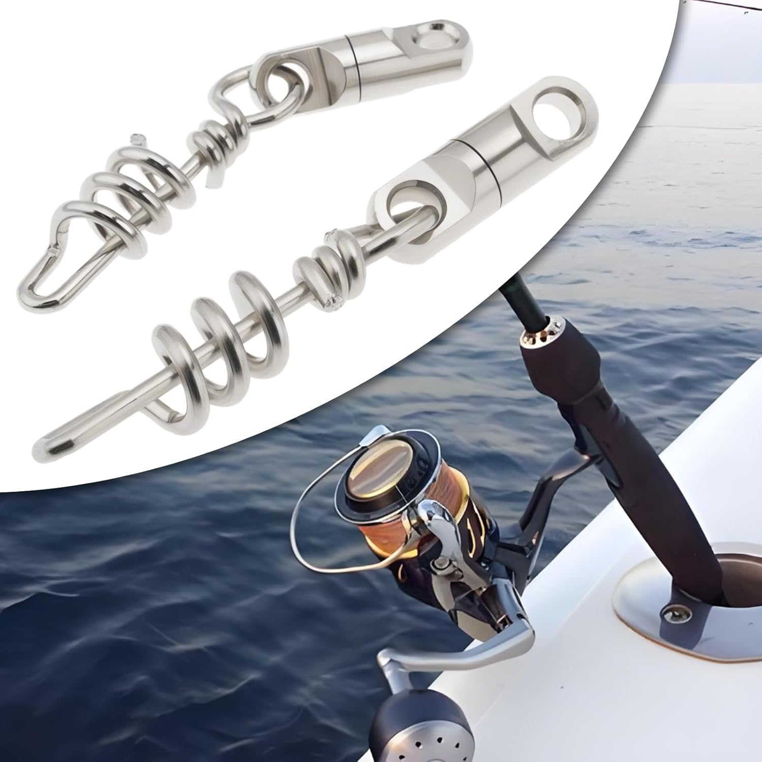 OTOTEC 5Pcs Fishing Corkscrew Swivels 5Mm 6Mm 8Mm 9Mm 10.5Mm Fishing Swivels Corkscrew Swivel Snaps Snap