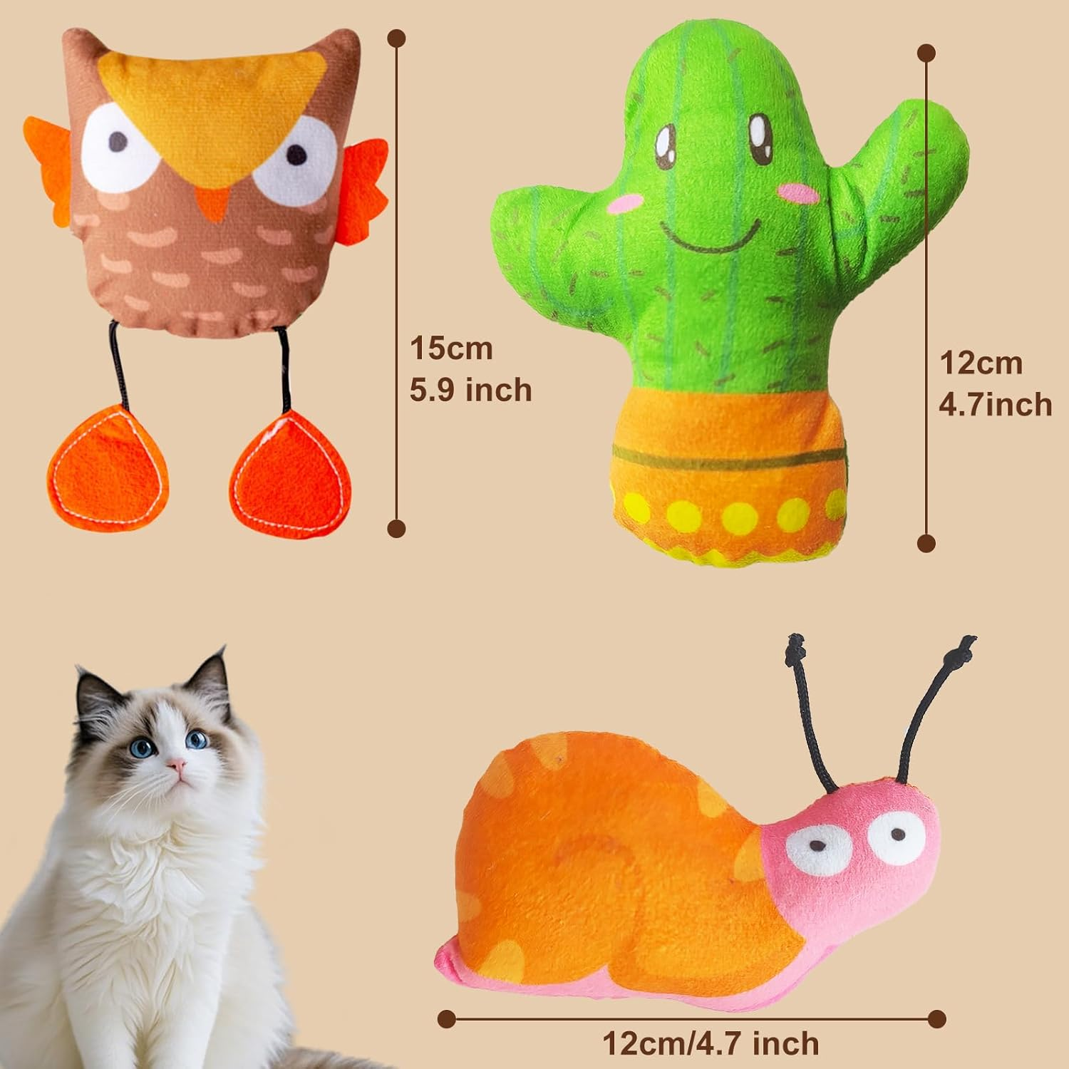 3PCS Realistic Cat Toys with Catnip &ndash; Lifelike Insect Plush Toys for Kittens, Durable Interactive Kicker Toys for Indoor Cats, Encourages Exercise & Play, Soft Biting & Hunting Fun image number 5