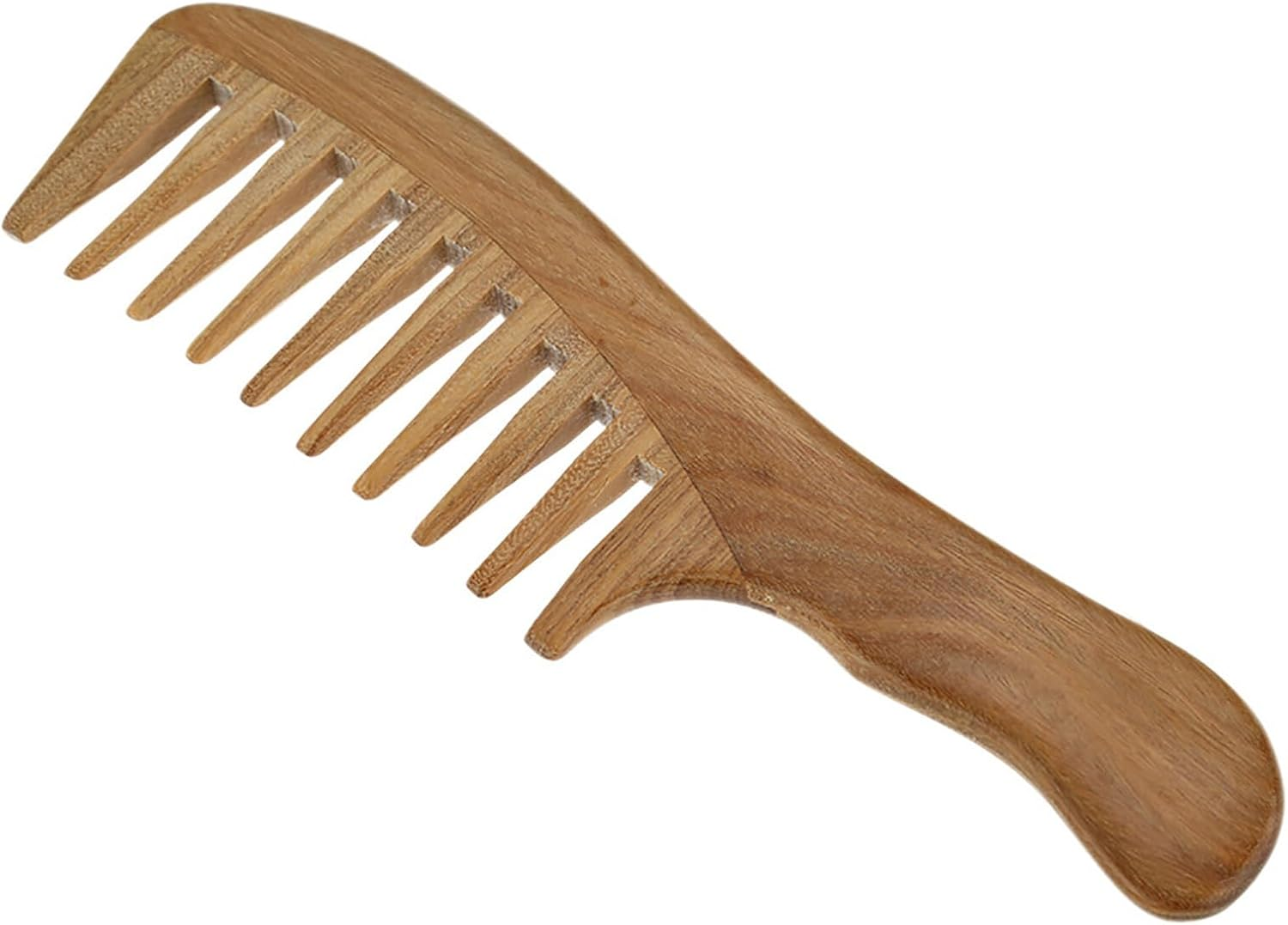 Oimzzr 1 Pc Wooden Comb Natural Green Sandalwood Handmade Wide Tooth Wooden Comb Massage Comb Handmade Comb Hair Care image number 2