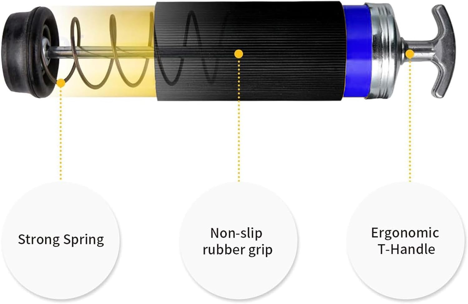 Grease Gun, 6000 PSI Heavy Duty Pistol Grip Grease Gun, 3 Flex Hose, 1 Extension Straight Pipe, 1 Sharp Type Nozzle and 1 Normal Coupler, Blue image number 4