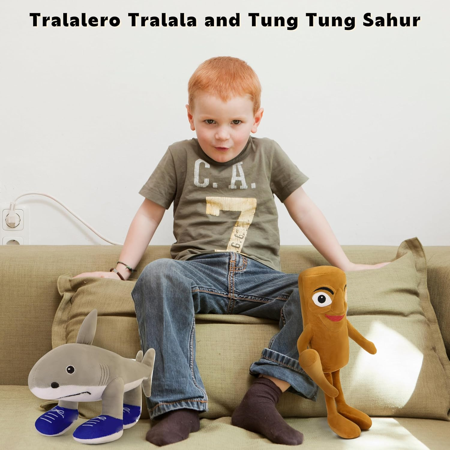 FAFVBING 2025 Italian Brainrot Plush &ndash; 12" Tralalero Tralala Sahur Animal Soft Pillow Toy &ndash; Funny Tung Tung Tung Meme-Inspired Collectible for Fans (Tung Tung Tung and Tralalero Tralala) - Tung Tung Tung And Tralalero Tralala image number 2