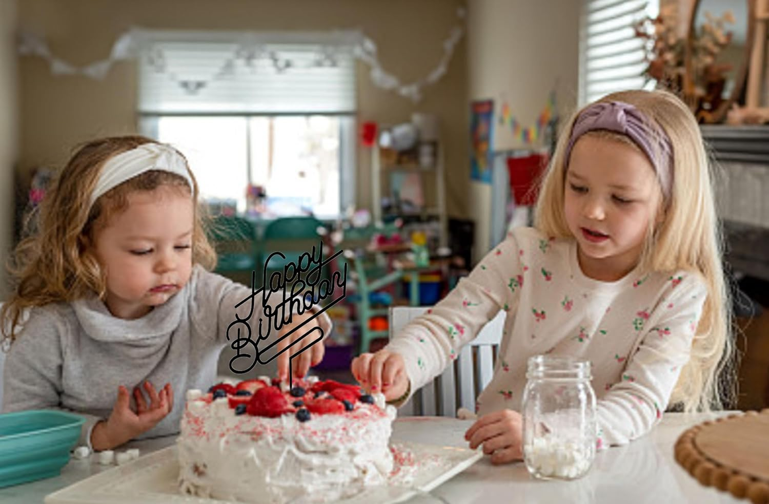 Happy Birthday Cake Topper,Acrylic Cake Toppers,Birthday Party Decoration Supplie (Black) image number 1