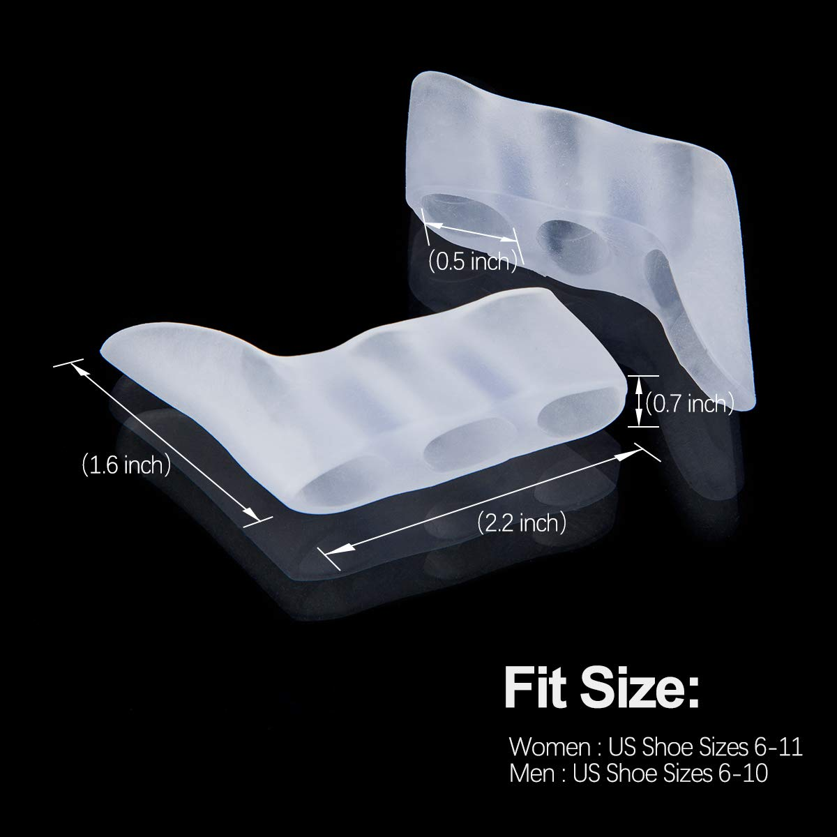 Aznrszy Toe Spacers, Pinky Toe Separators Straightener with 3 Loops for Curled Toes/Overlapping Toes/Foot Pain/Bunion Corrector and Bunion Relief for Men Women, 6 Pcs/ 3 Pairs image number 2