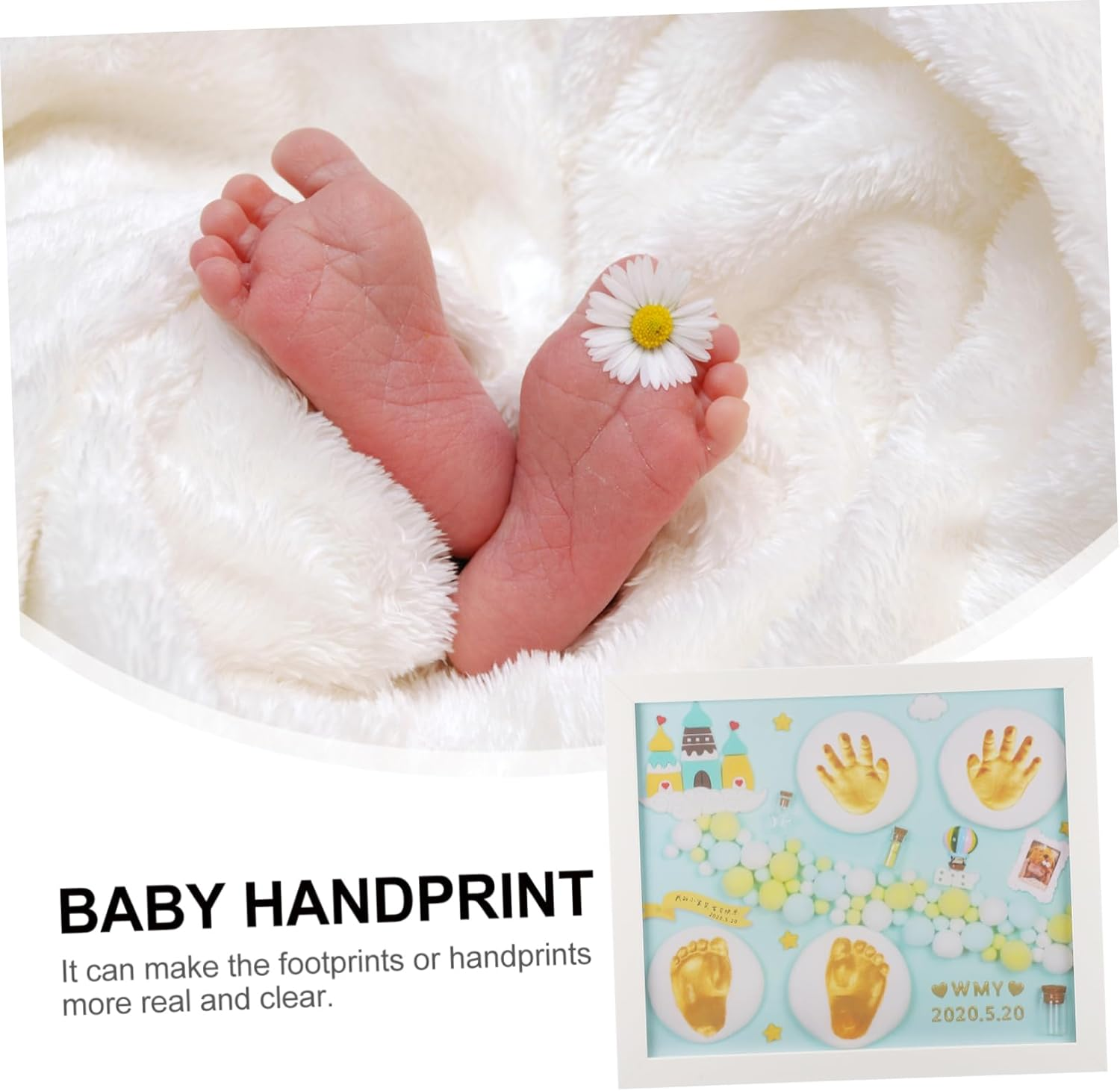 1 Set Handprint and Footprint Ink Pad Reusable Imprint Casting for Keepsakes Birthday Present Frame image number 4
