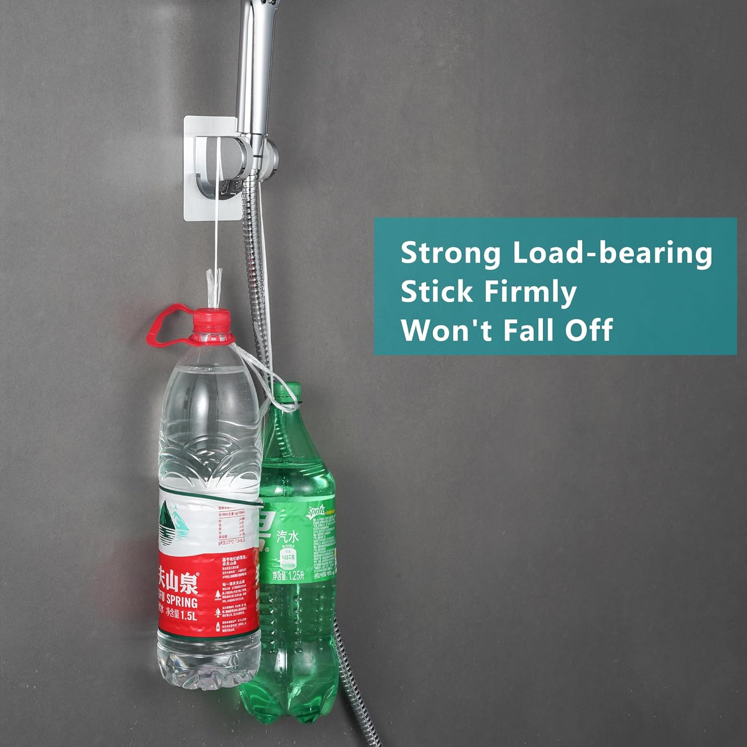 Gwernkb Shower Head Holder Strong Adhesive No Drilling Wall Mount Adjustable Handheld Showerhead Bracket for RV Kids Bathroom Shower,Fix Firmly and Use Conveniently (Silver, 1) image number 2