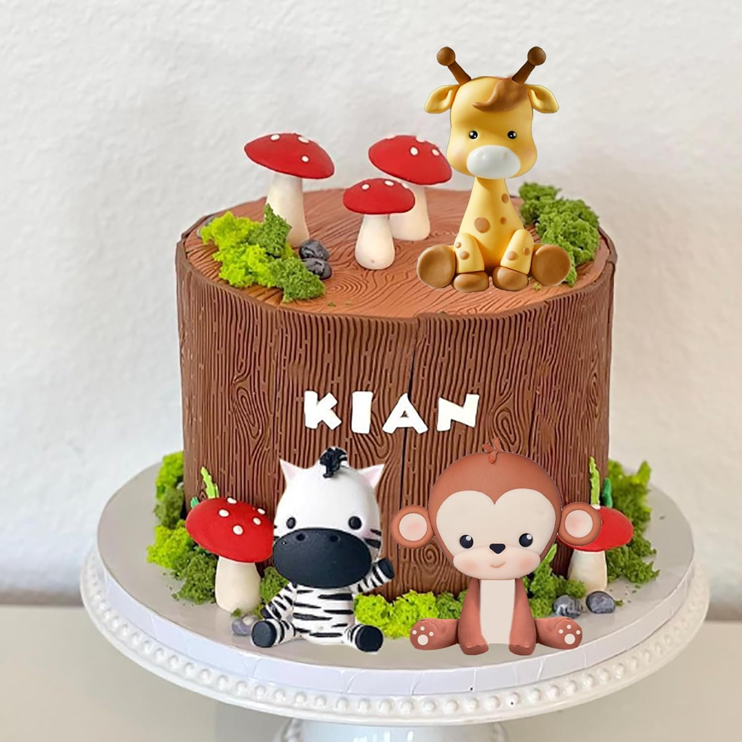 Jungle Safari Animal Cake Topper with Lion Giraffe Monkey Elephant Zebra for Wild Animals Themed Birthday Baby Shower Party Supplies (STYLE 1) image number 4