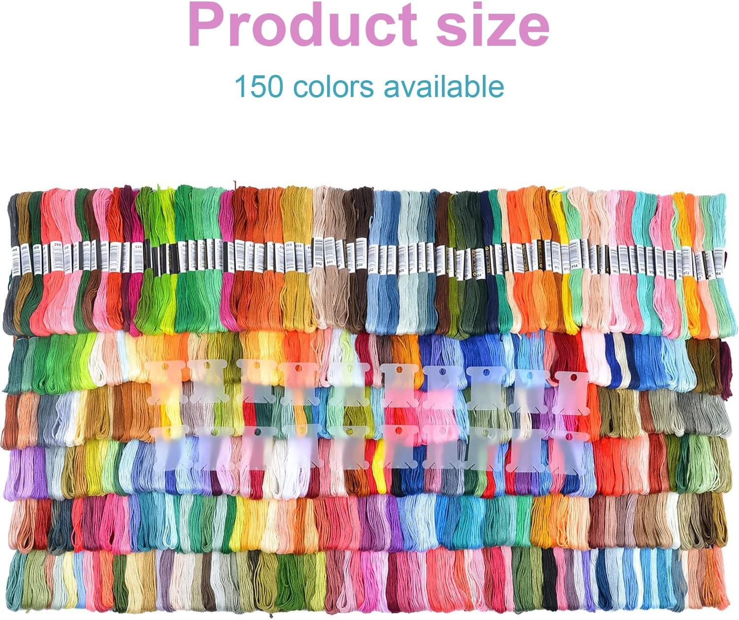 Funcyboo 150 Skeins Embroidery Floss, Embroidery Thread Friendship Bracelet String Multi Color Cross Stitch Threads for Gifts Art Embroidery Bracelets Crafts, 150 Colors image number 1
