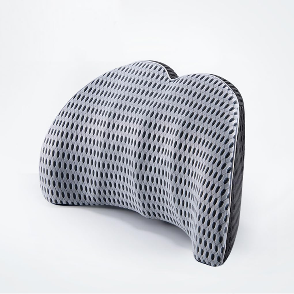 Vivva Memory Foam Lumbar Support with Neck Pillow for Office Chair Car Seat, Breathable Cover Back Support Pillow Back Rest Cushion Office Chair Back Support(Light Grey)