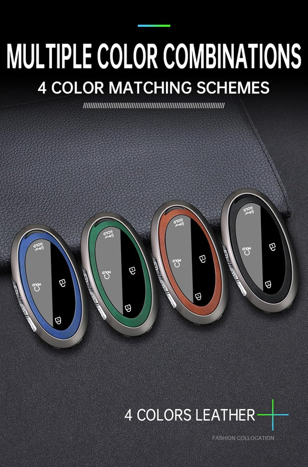 Ontto Metal Key Cover Fit for Hyundai Sonata Hybrid Santa Fe 2024 Key Fob,Leather Car Key Case Fit for Hyundai Ioniq 6 Kona - Brown image number 6