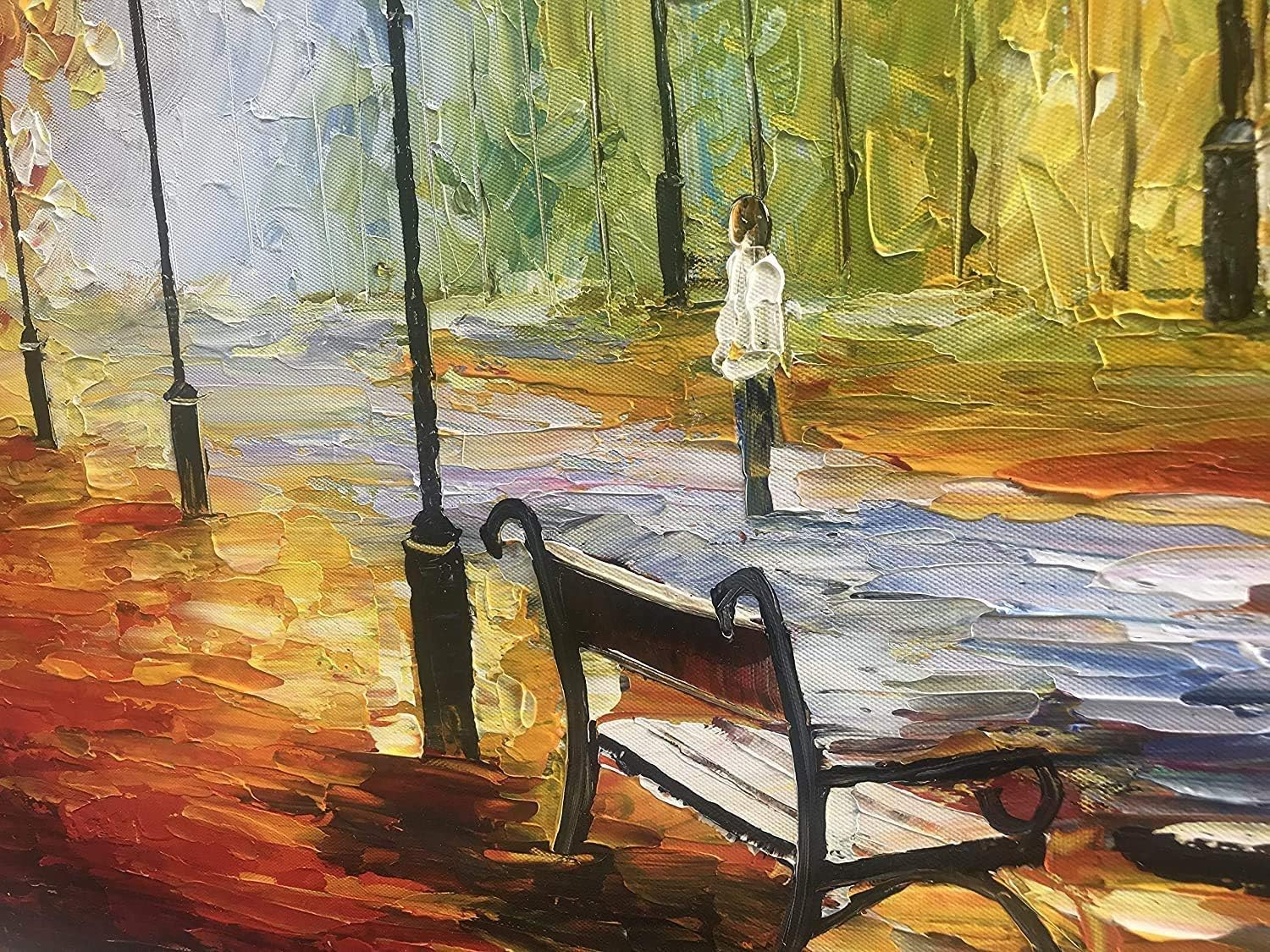 Framed Oil Painting,Hand Painted Modern Abstract Textured Big Wall Paintings,Can Be Hung Home Decoration Large Canvas Wall Art,Golden Autumn Forest Sightseeing (80 X 40 Cm) image number 4