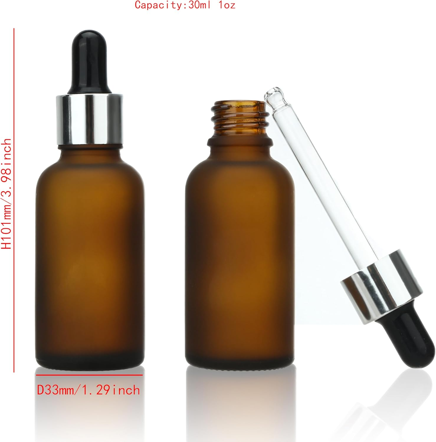 COSIDEA 20 Pcs Empty 30Ml 1Oz Frosted Amber Glass Dropper Bottle for Essential Oil Liquids Travel Bottles for Toiletries