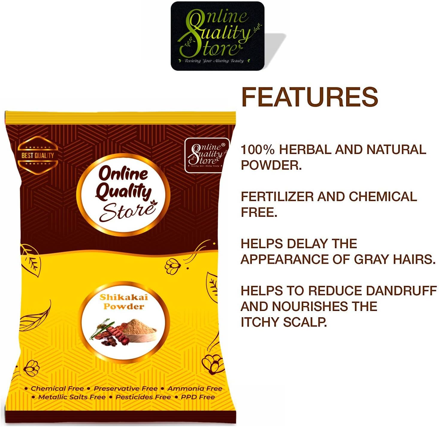 Online Quality Store Shikakai Powder for Hair (300 Grams) image number 2