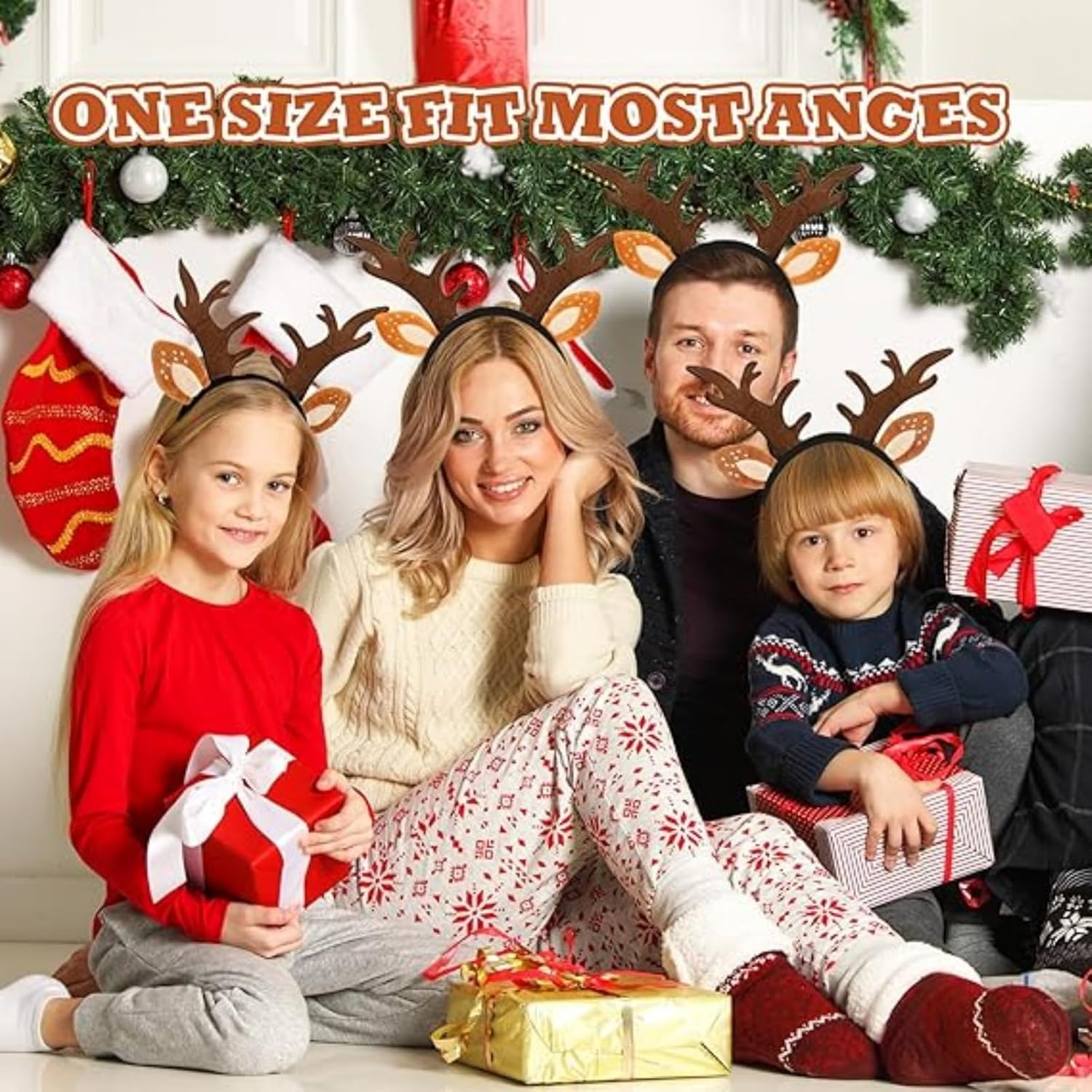 Itadaku 2 Pcs Christmas Reindeer Headbands for Women and Girls, Fun Holiday Party Hair Accessories for Christmas Celebrations image number 3