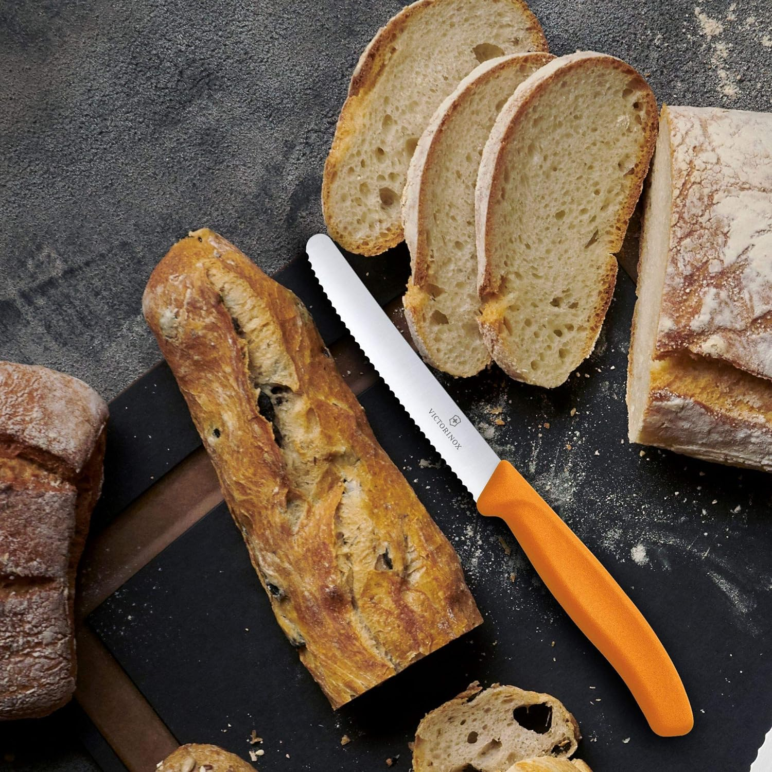 Victorinox Wavy Edge Steak & Tomato Knife Blade, round Tip, Orange, 6.7836.L119 image number 6