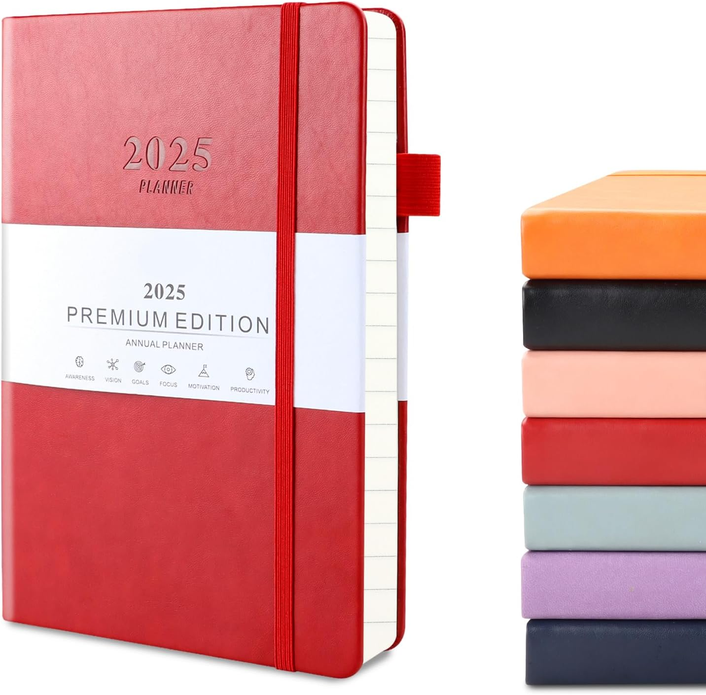 Academic Diary 2025 - A5 2025 Diary, Day per Page, Leather Notebook from Jan to Dec, Self-Care Daily Planner, Journal Notebook, A5 Week to View Diary, Monthly Planner with Pen Loop (Red) image number 6
