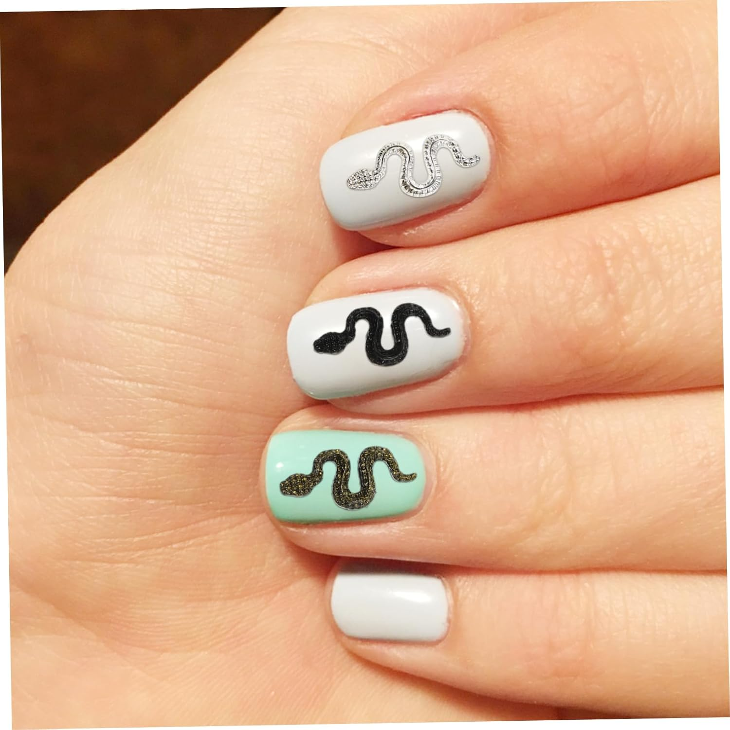 MUSISALY Snake Charm Nail Art Jewels for Women Gothic Nail Charms Resin Manicure Decorations for Fake image number 2