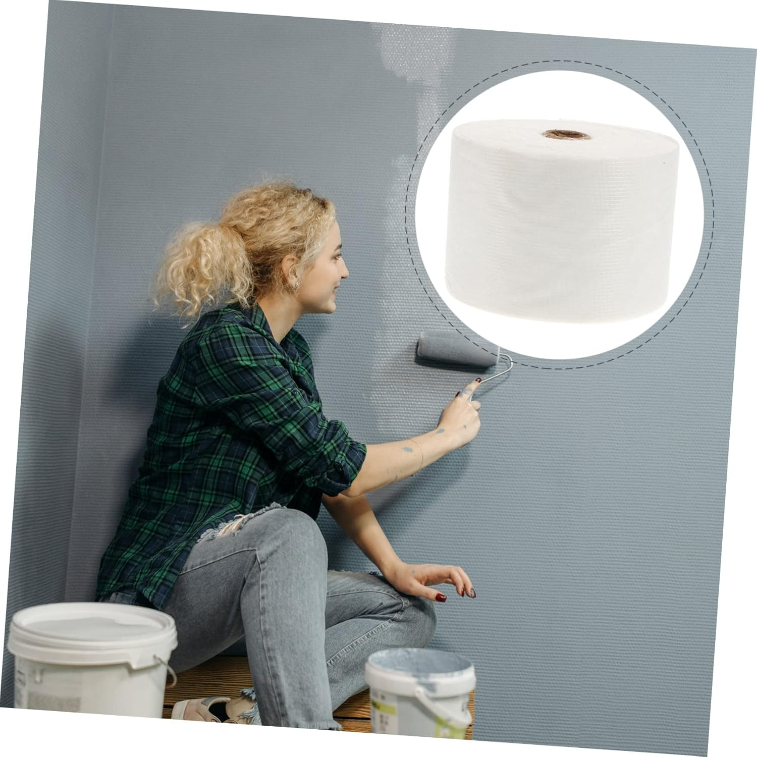 ARTIBETTER Tarcoal Tape Roof Tape Rv Repair Mesh Membrane Fabric Sheet for Drywall Repair image number 4