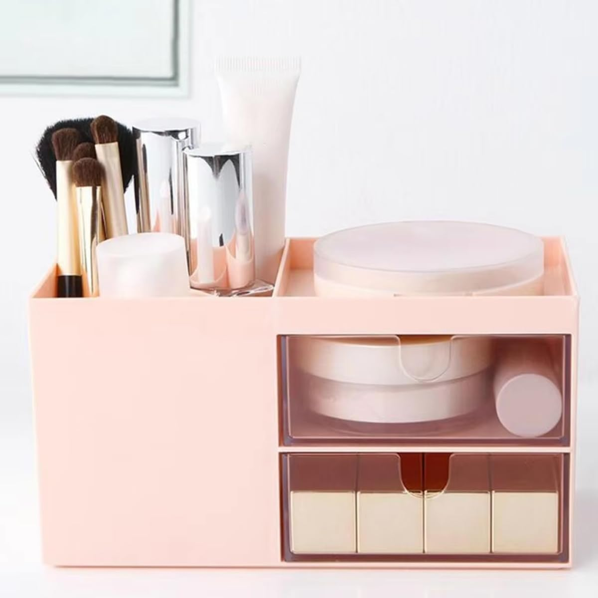 AIMALL Multifunctional Desktop Storage Box, Drawer Storage Box, Cosmetic Storage Box, Student Pen Holder, Multi-Compartment Organiser, 9.2Cm/3.62 Inch