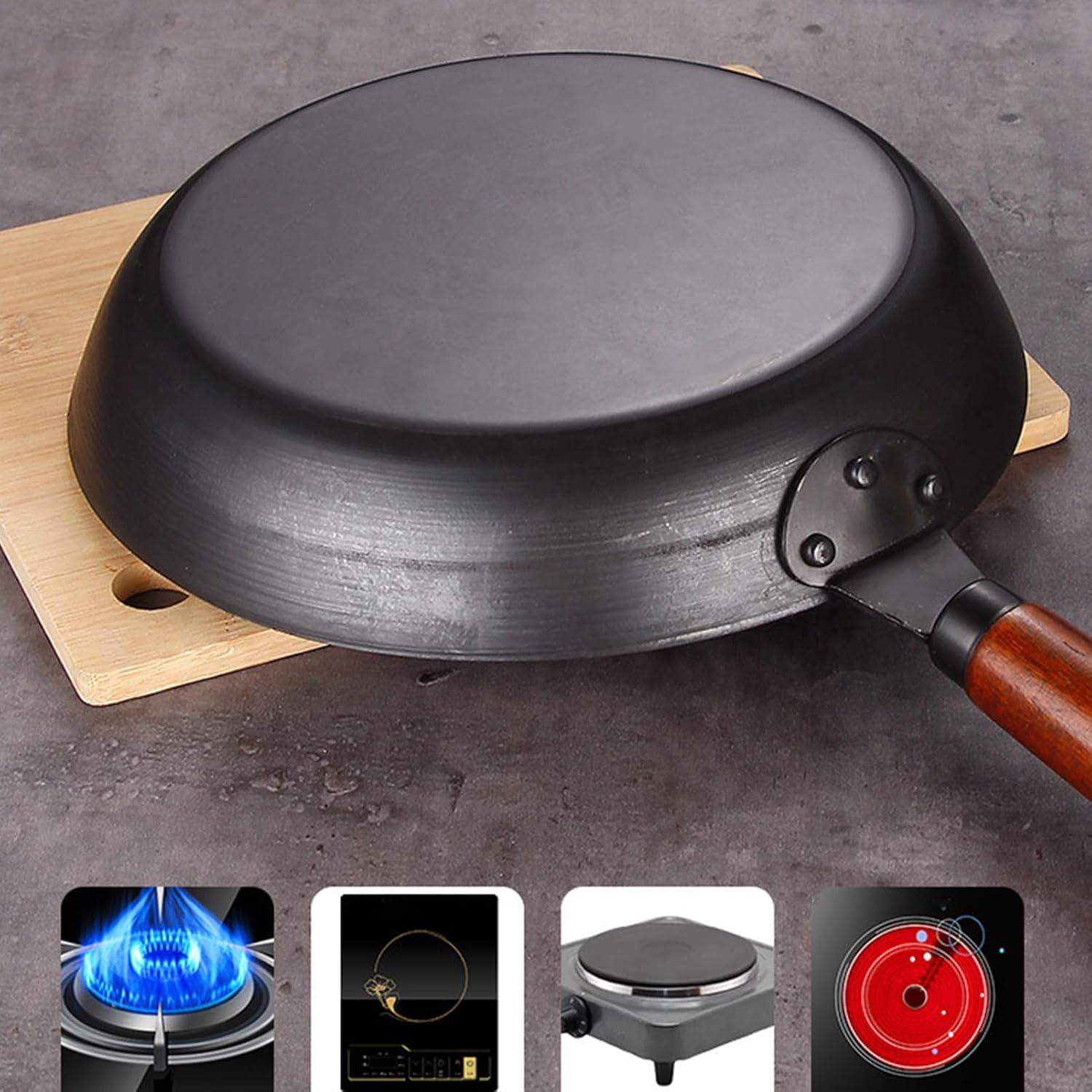 Frying Pan, Cast Iron Skillet Even Heating Versatile Cast Iron Frying Pan Cast Iron Skillet Frying Pan Oven Comfortable Handle for Daily Home Cooking Grill Stovetop image number 4