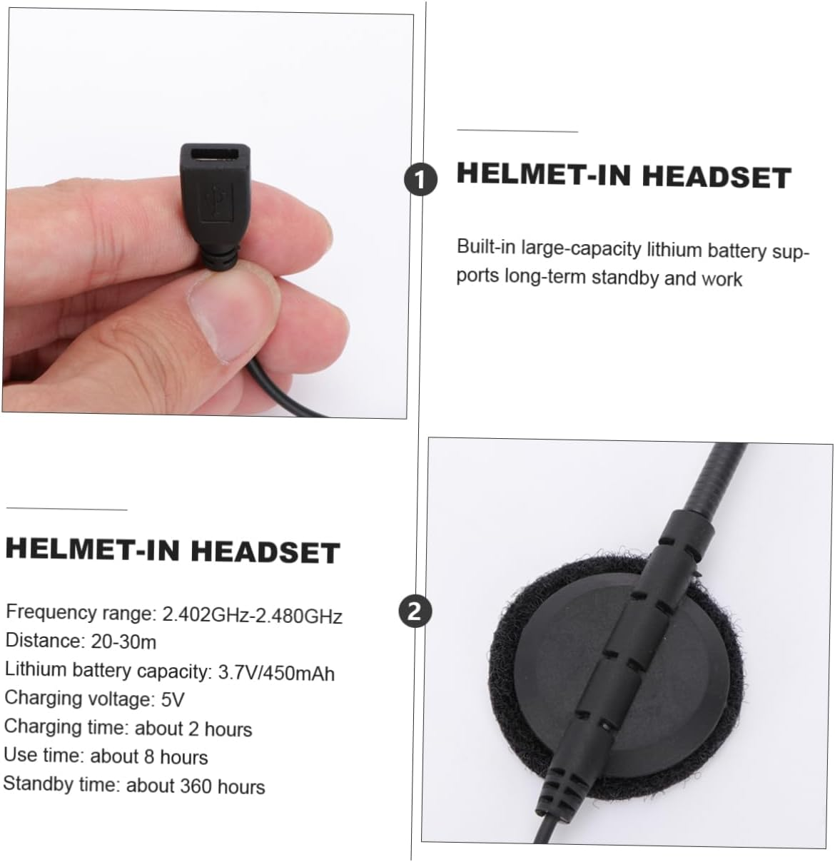 DOITOOL Motorcycle Helmet Headset Wireless Earphone Riding Headset for Motorbike Use image number 6