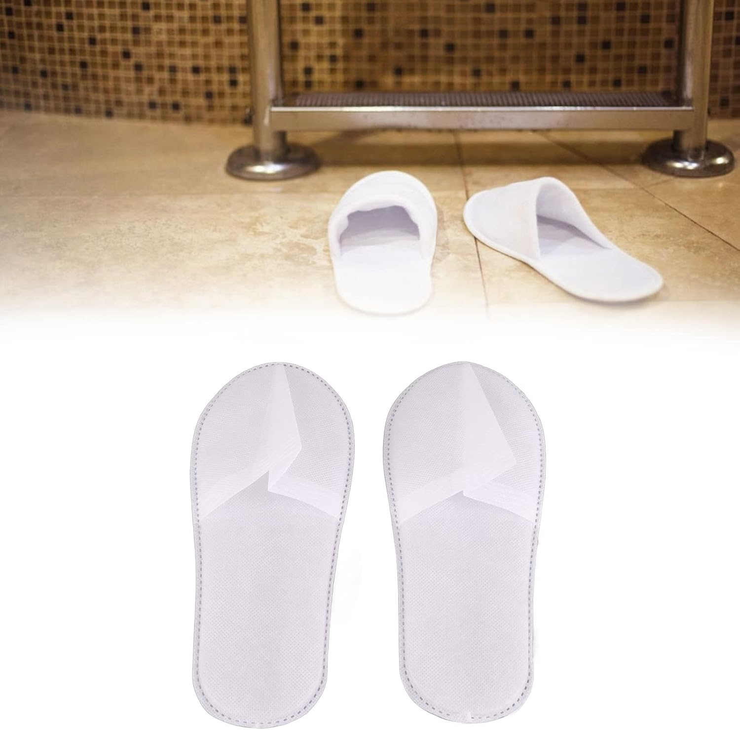 50 Pairs Disposable Indoor Slippers, Portable Unisex Non-Slip Slippers, Cotton Velvet Slippers with Closed Toe for Home Spa, Hotel, Party, Guest, Commercial Use image number 1